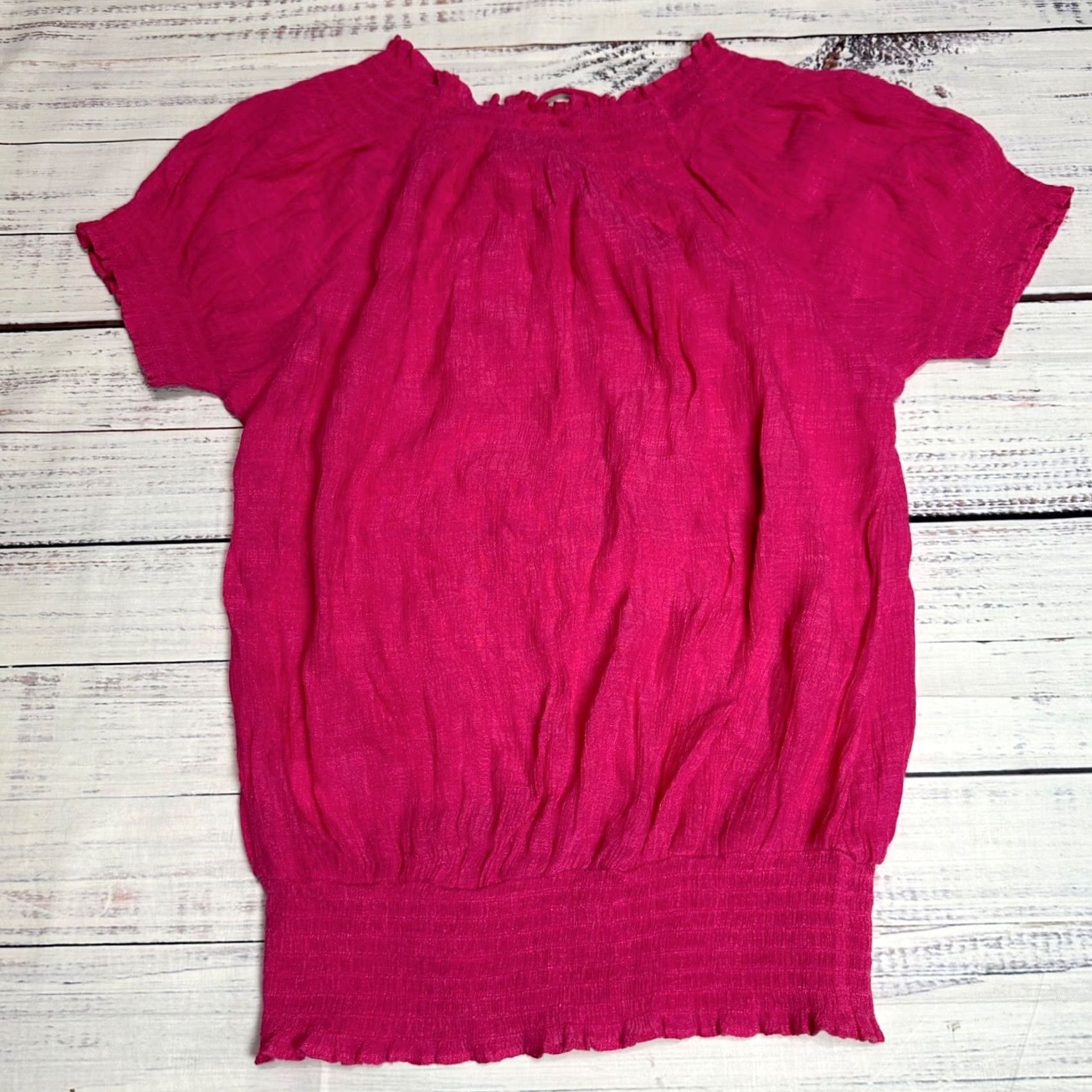 Vintage Dressbarn Dressbarn Womens Blouse Short Dolman Sleeve Top Plus Size 1X Pink Tie Neck Size XL / US 12-14 / IT 48-50 - 5 Thumbnail