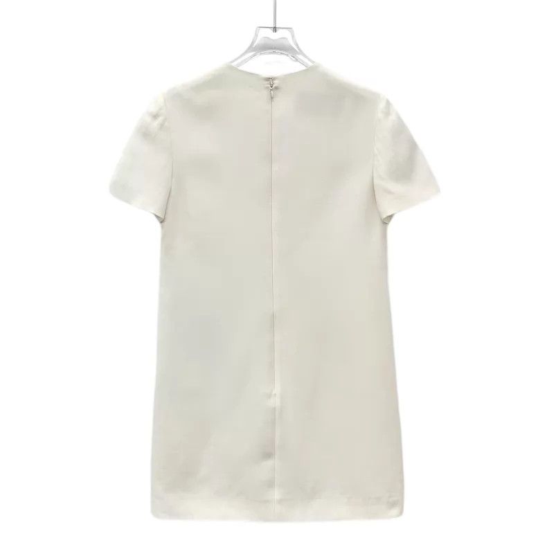 Valentino Valentino Beige bow wool short-sleeved dress Size S / US 4 / IT 40 - 2 Thumbnail