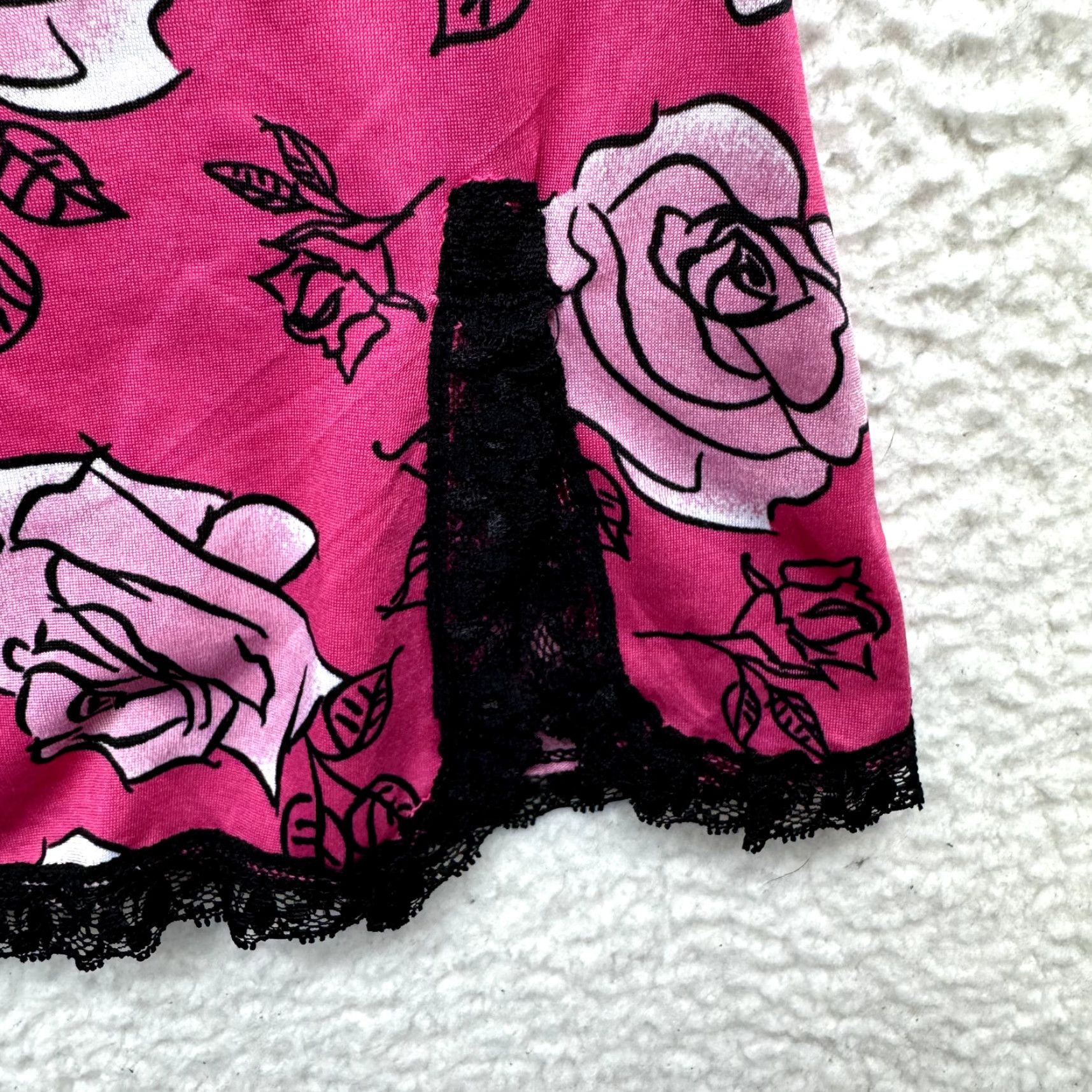 Vintage VINTAGE Y2K Slip Dress Pink Rose Floral Lace Tattoo Rockabilly M Womens Size M / US 6-8 / IT 42-44 - 3 Thumbnail