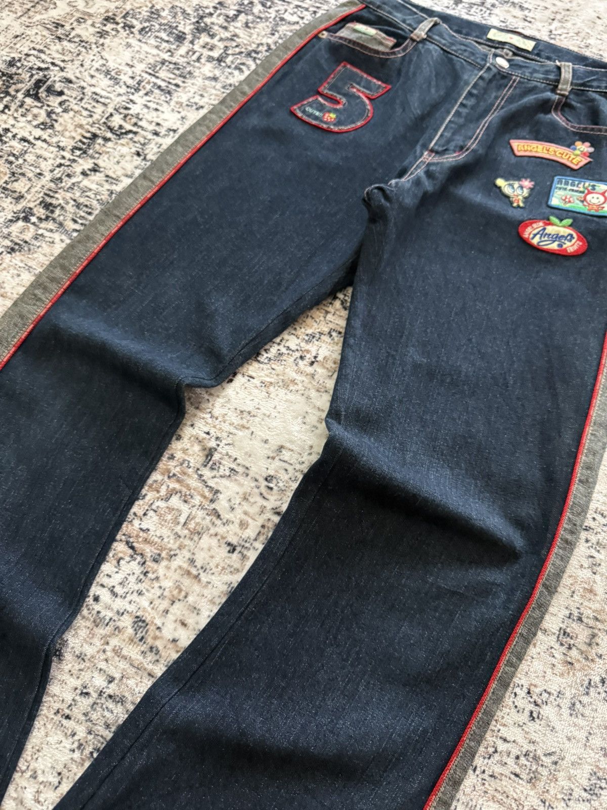 Hysteric Glamour 2000s Angel Blue Kawaii Side Panel Patched Flared Jeans Y2K Size US 28 / EU 44 - 6 Thumbnail
