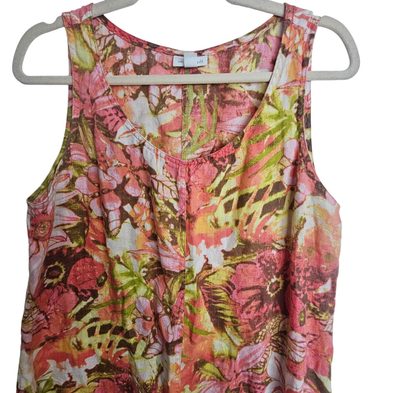 J. Jill J. Jill Womens Floral Linen Mini Dress Sz M Lagenlook Resort Size M / US 6-8 / IT 42-44 - 2 Thumbnail