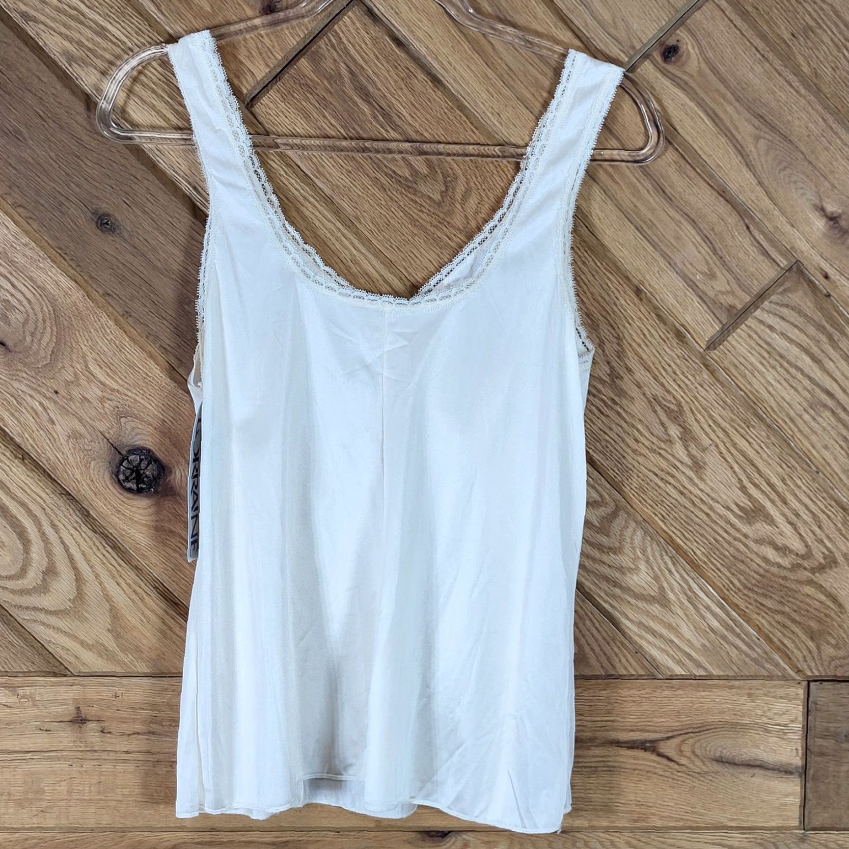 Vintage Vtg Lorraine Womens Camisole 38 Cream Nylon Antron Lace Trim 1980s Victorian USA Mens? Size ONE SIZE - 7 Thumbnail