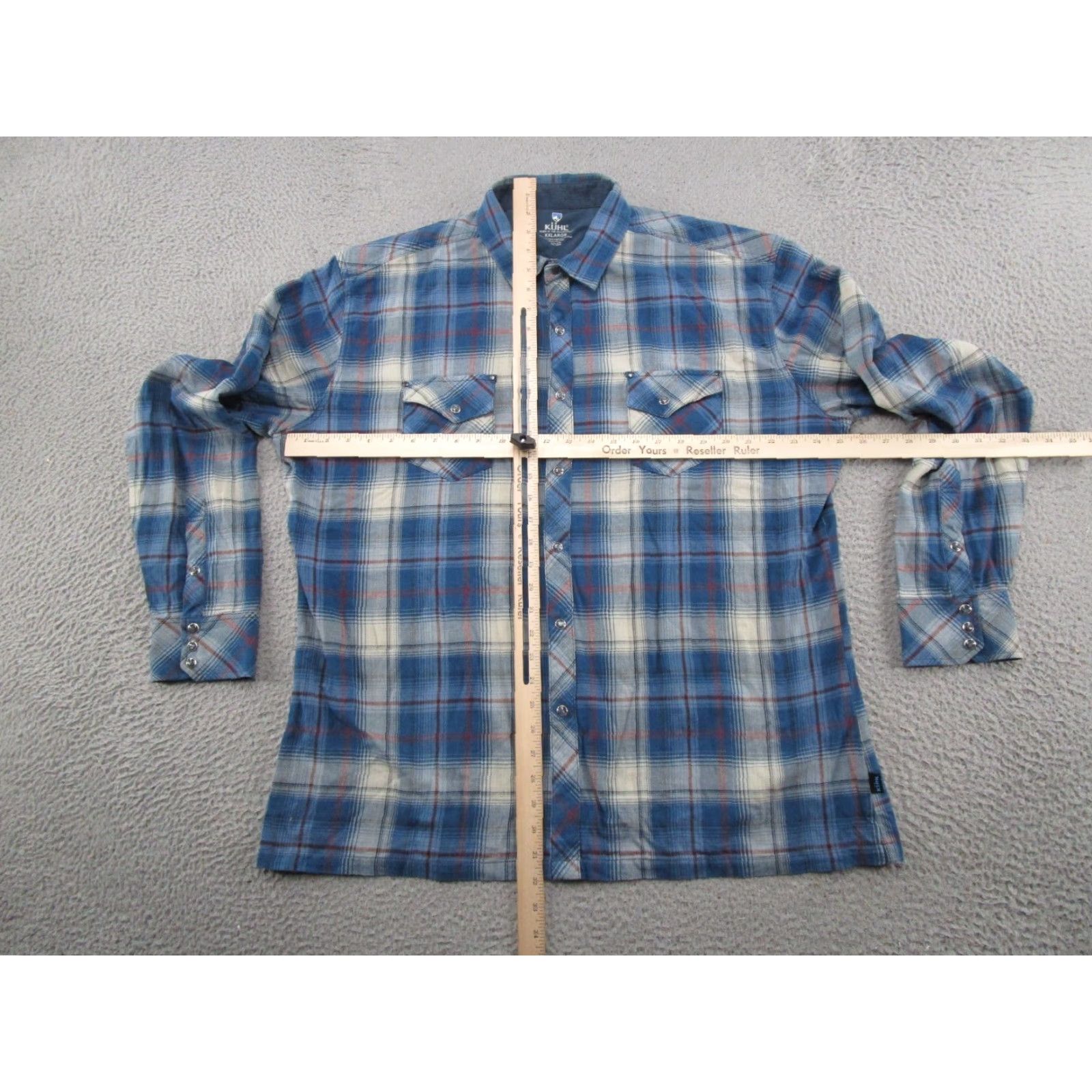 Vintage KUHL Men’s LowDown Flannel Shirt 2XL Blue Plaid Long Sleeve Button-Up Outdoor Casual Workwear Size US XXL / EU 58 / 5 - 5 Thumbnail