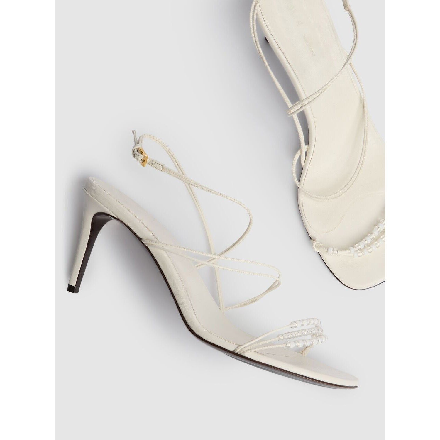KHAITE KHAITE Loop With Beads Optic White Leather 75mm Sandals New Size US 7 / IT 37 - 2 Thumbnail