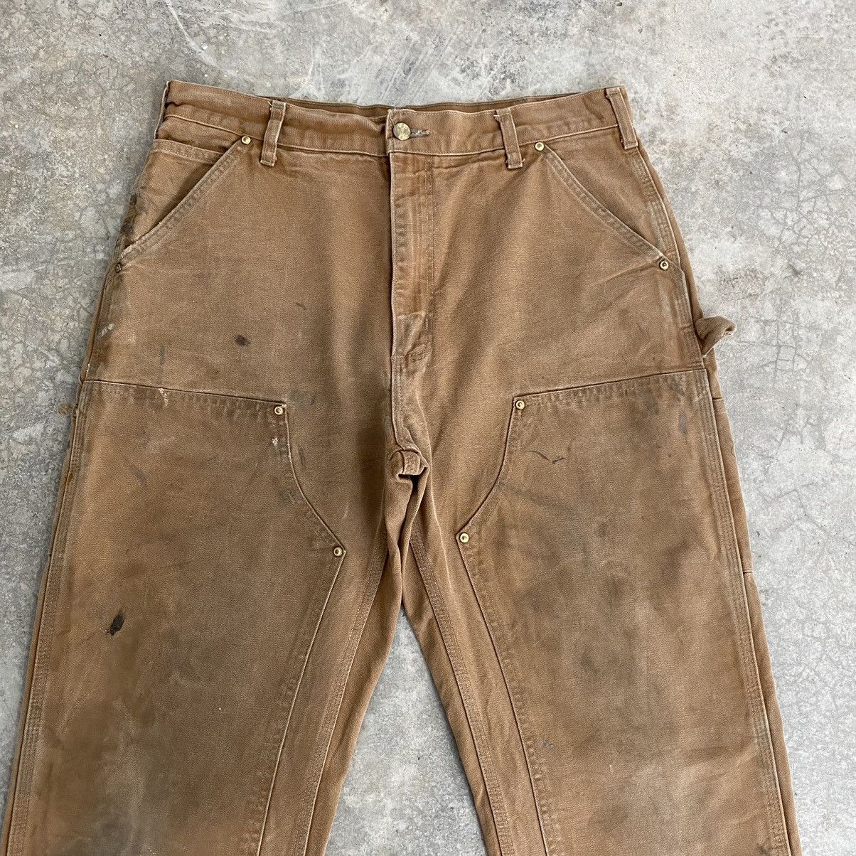 Carhartt Vintage Carhartt Double Knee Tan Dirty Carpenter Pants Size US 33 - 2 Thumbnail