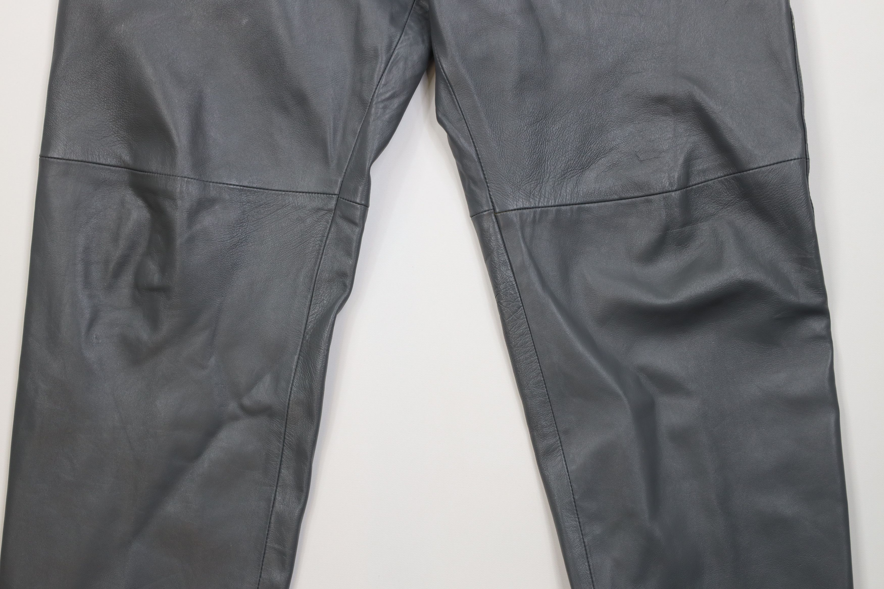 Vintage Vintage 90s Streetwear Blank Wide Leg Leather Pants Gray Size US 36 / EU 52 - 3 Thumbnail
