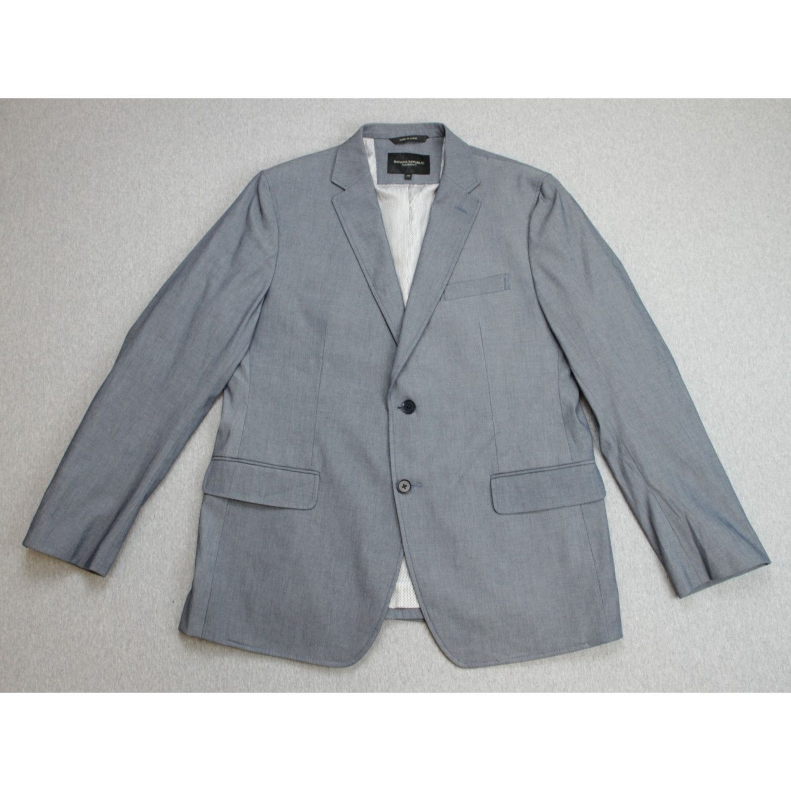 Banana Republic Banana Republic Blazer Mens 44R Gray Cotton Blend Stretch Size 44R - 2 Thumbnail