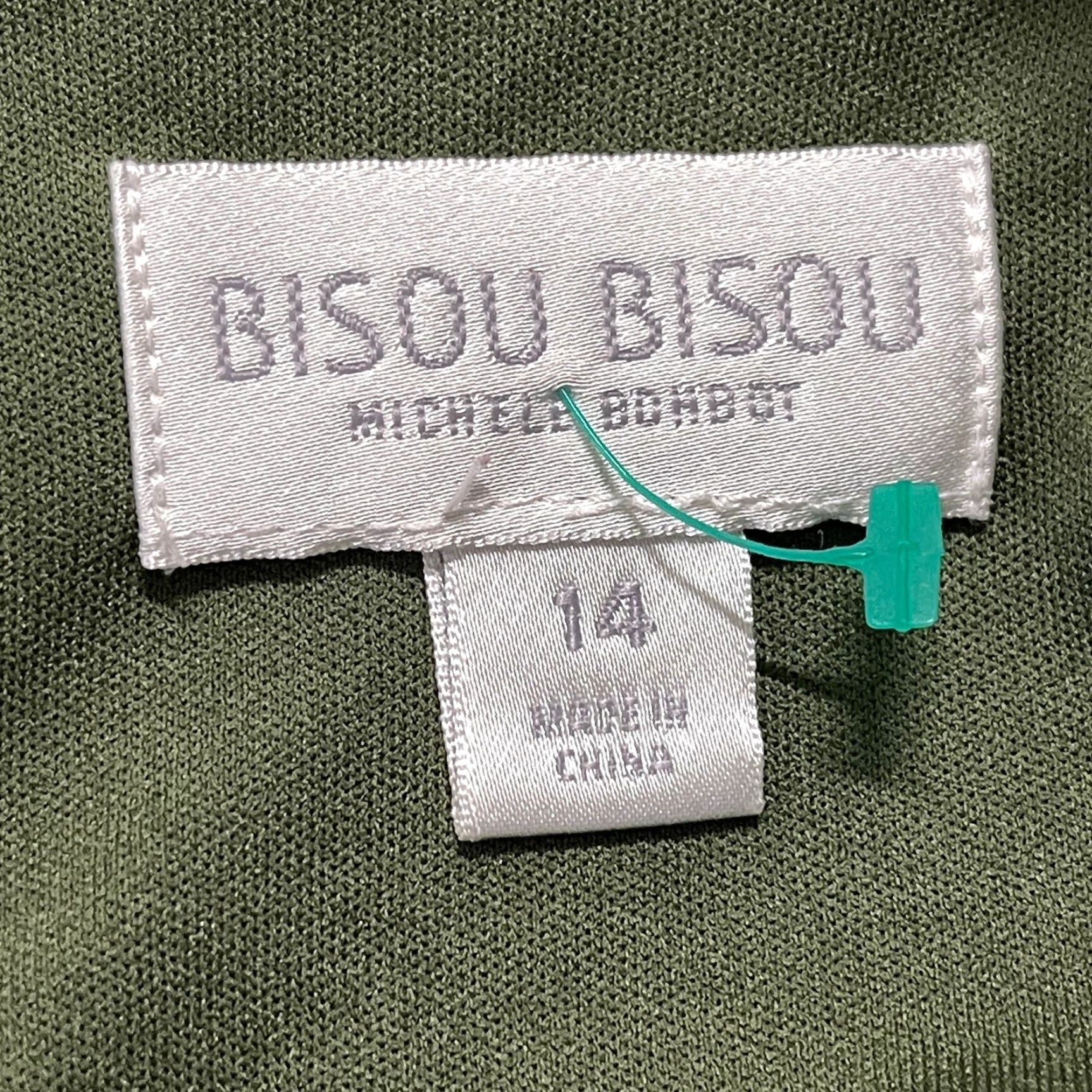 Vintage Bisou Bisou Bodycon Dress Women 14 Short Sleeve Olive Green V-Neck Party Cocktail Size 36" / US 14 / IT 50 - 4 Thumbnail
