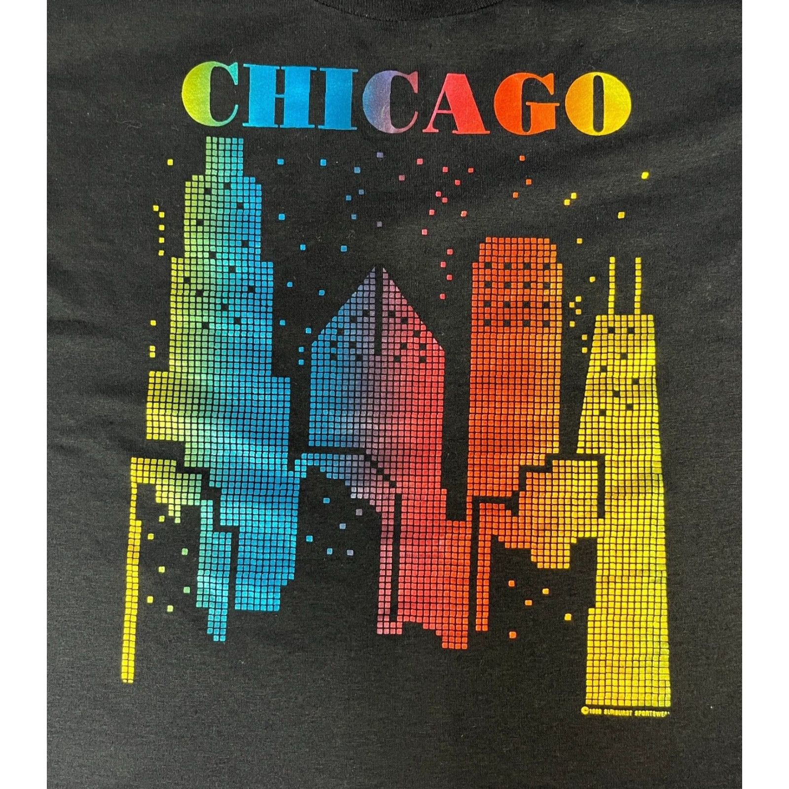Vintage VINTAGE Screen Stars Chicago T-Shirt Unisex Adults 1988 Black Short Sleeve Crew Neck Large City USA Size US L / EU 52-54 / 3 - 3 Thumbnail