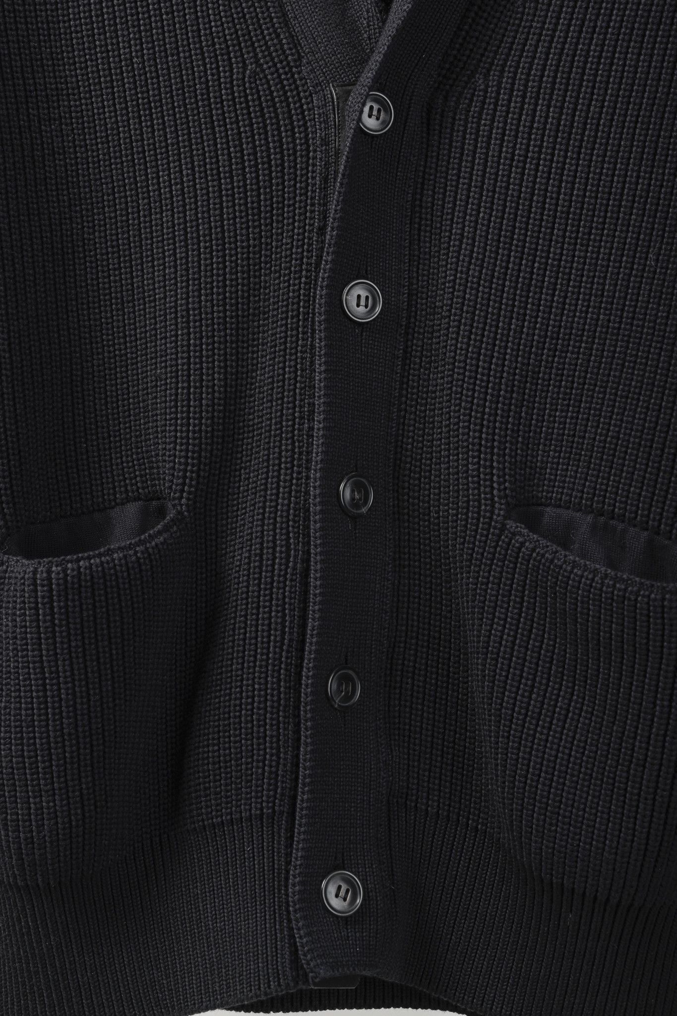 Ermenegildo Zegna Ermenegildo Zegna Navy Cotton-Silk Ribbed Knit Cardigan Size US L / EU 52-54 / 3 - 7 Thumbnail