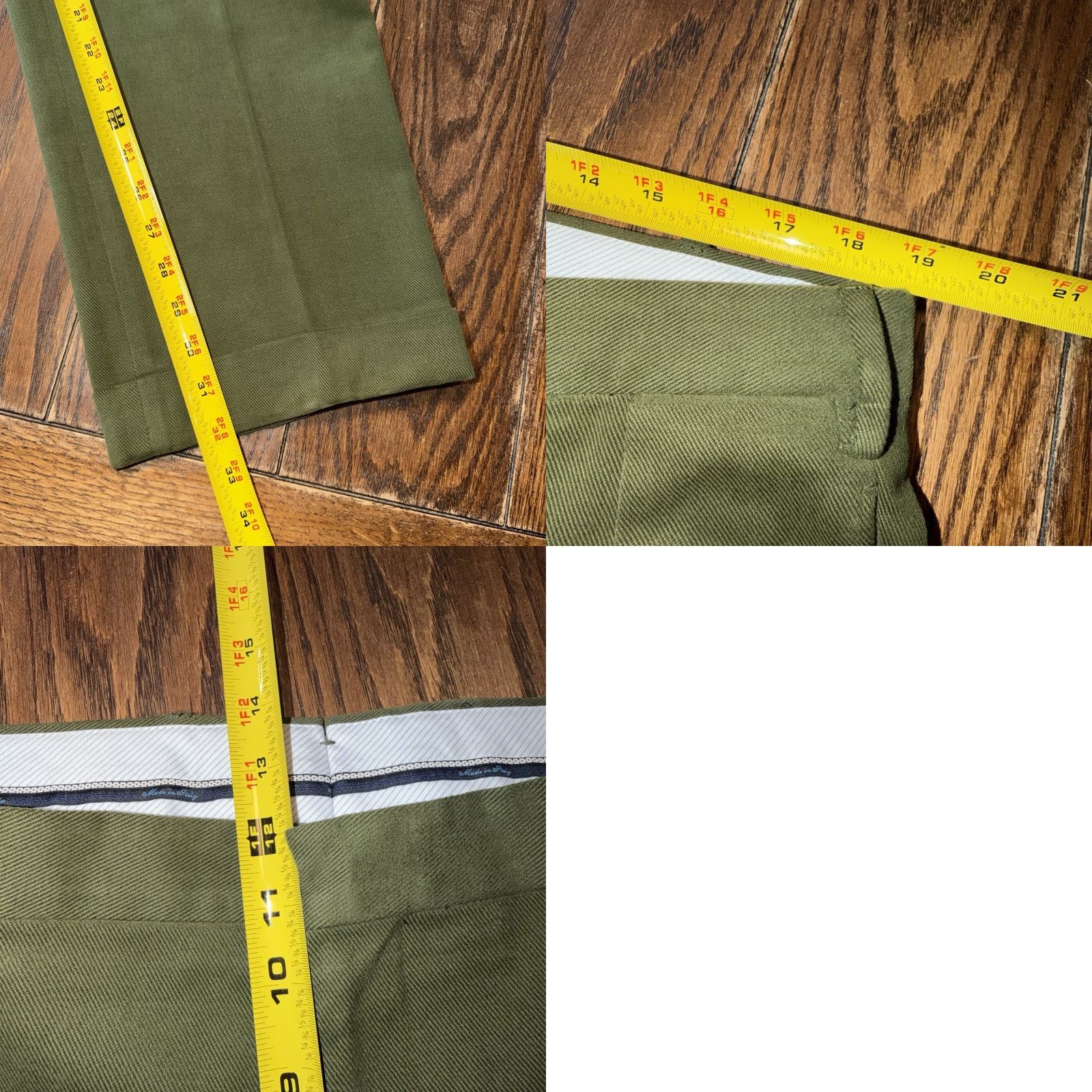 Vintage Ben Silver Charleston Steep Twill Cotton Trousers Mens 37x32 Green Italy Cuffed Size US 38 / EU 54 - 9 Thumbnail