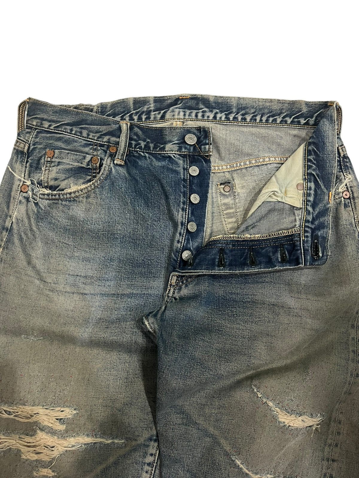 Japanese Brand × Johnbull × KOJIMA GENES Vintage Japanese Brand Sewing Chop Distressed Redline Jorts Size US 34 / EU 50 - 8 Thumbnail