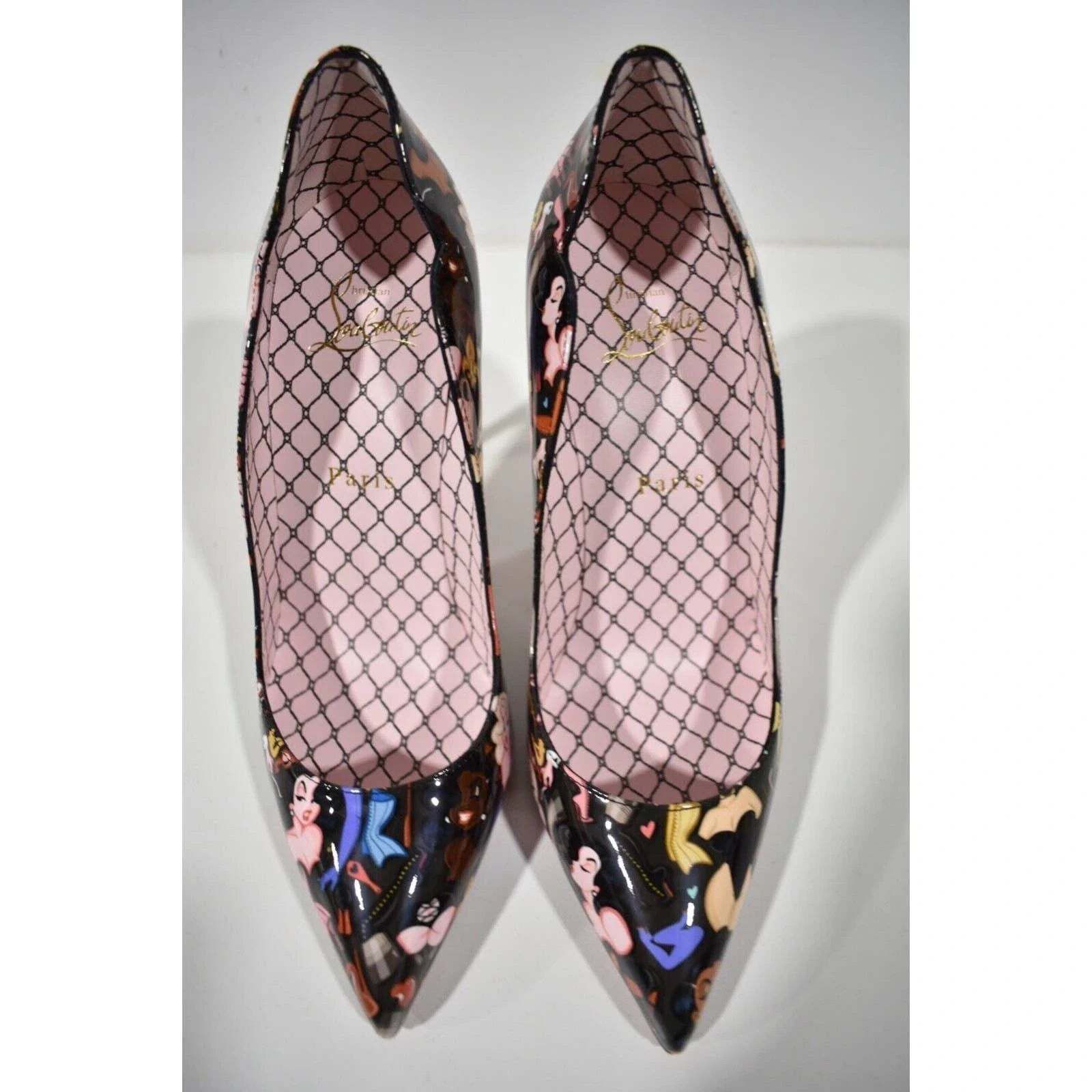 Christian Louboutin Hot Chick 100 Black Patent Leather Bored Red Heel Pump 39 Size US 9 / IT 39 - 7 Thumbnail