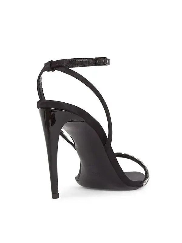 Saint Laurent Paris o1s1wg111124 Gloria Crepe Satin Sandals in Black Size US 7.5 / IT 37.5 - 3 Thumbnail