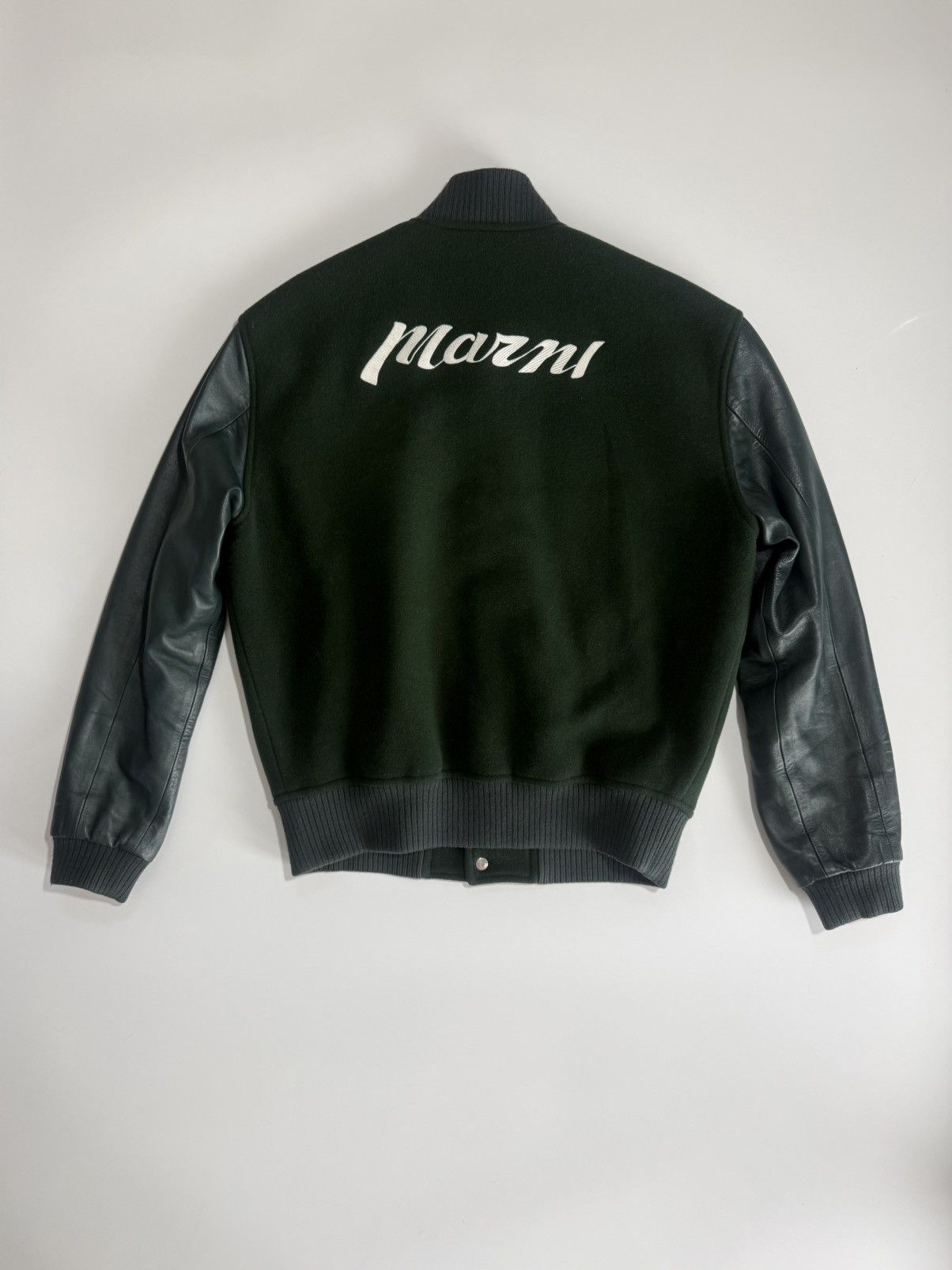 Marni Marni Embroidered Leather Wool Varsity Jacket Size US S / EU 44-46 / 1 - 2 Thumbnail