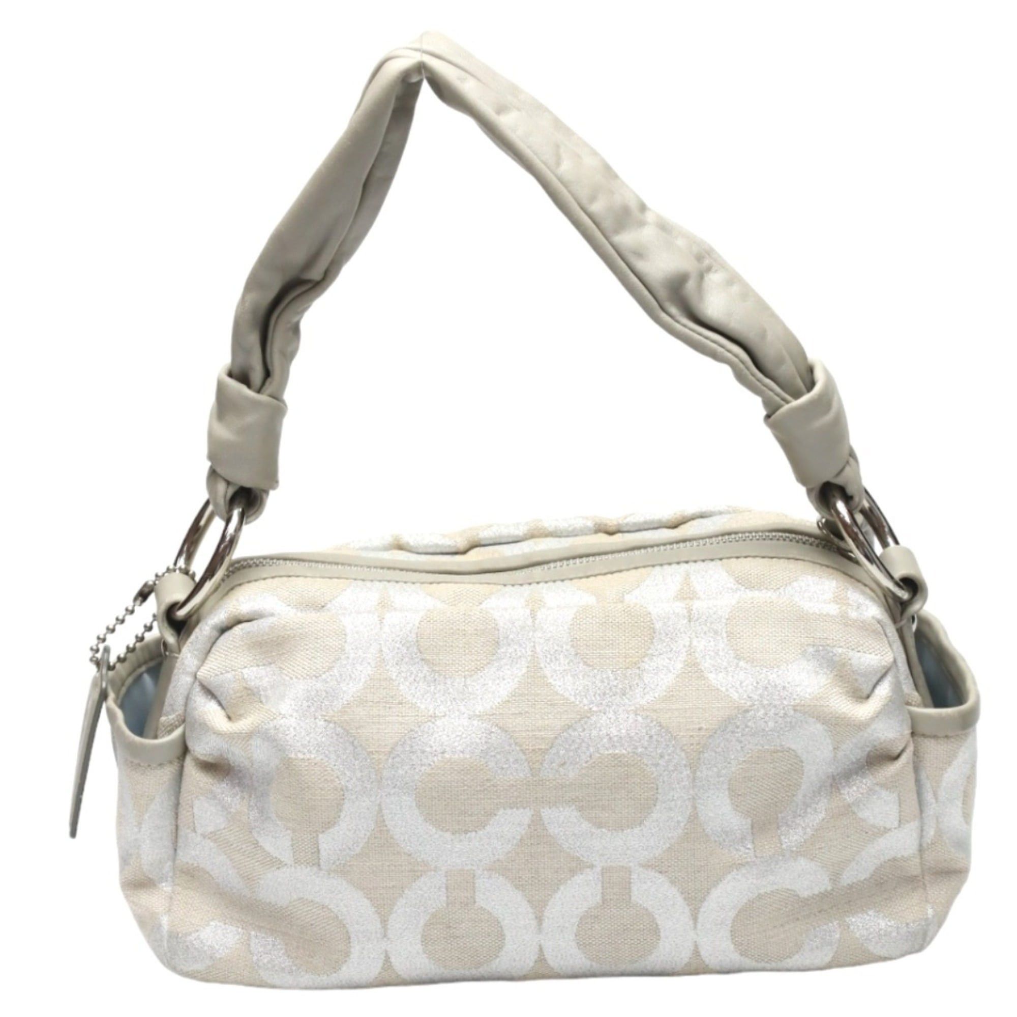 Coach Op Art Glitter Leather One-Shoulder Parka Shoulder Bag 13507 Silver/Gray