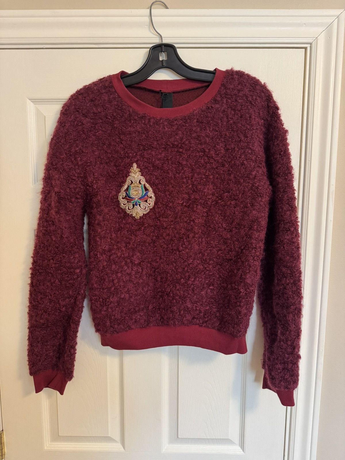 Other Unique Designer Men’s Burgundy Sweater Embroidered Detail Size US M / EU 48-50 / 2 - 1 Thumbnail