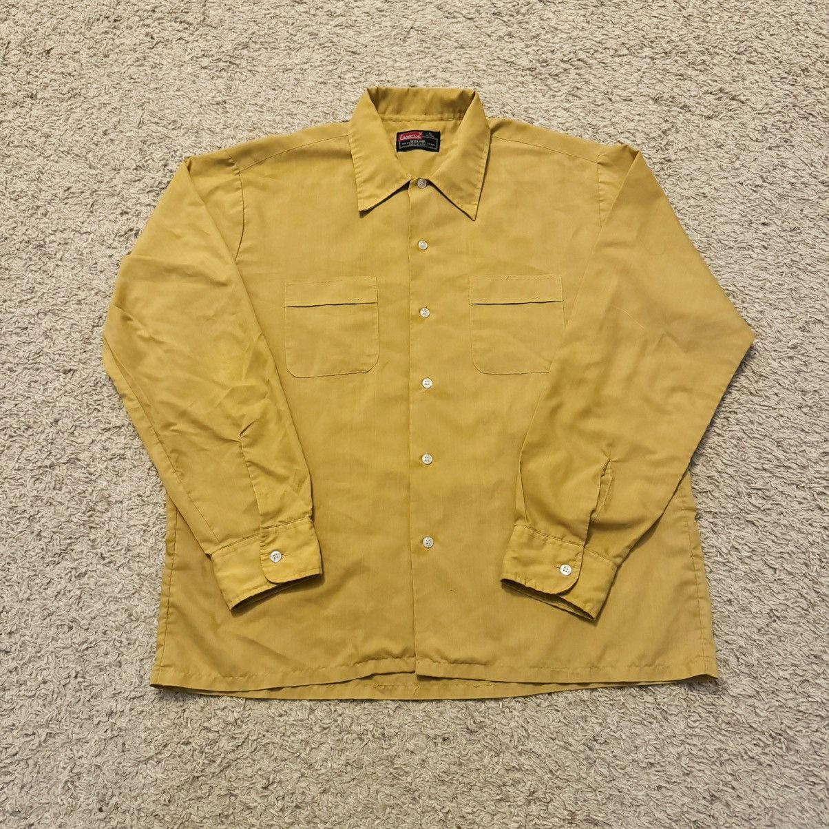 Vintage VINTAGE 60s YELLOW GOLD BUTTON UP! Size US L / EU 52-54 / 3 - 1 Thumbnail