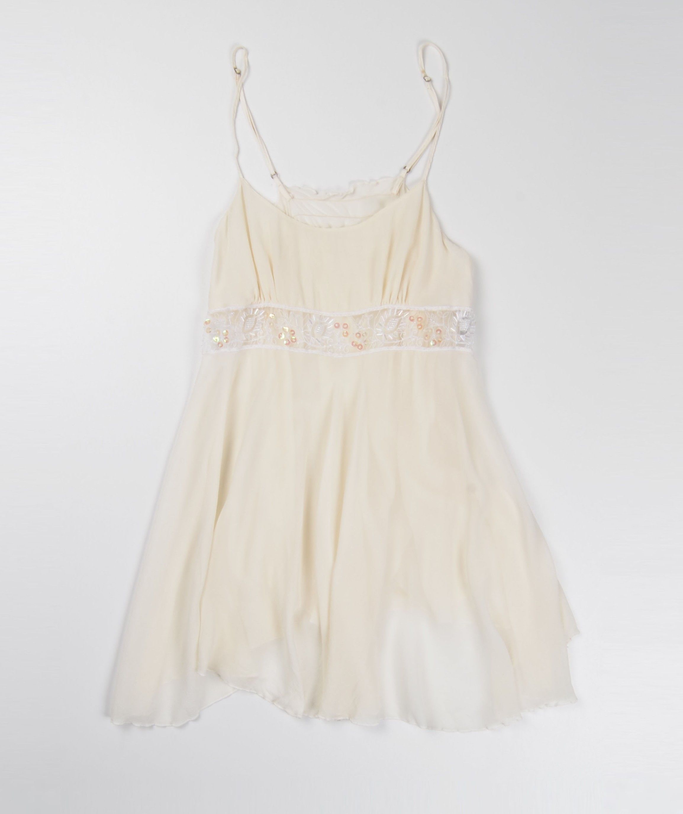 Other Vintage Globus Y2K Mesh Silk Beaded Milky Cami Top Size L / US 10 / IT 46 - 4 Thumbnail
