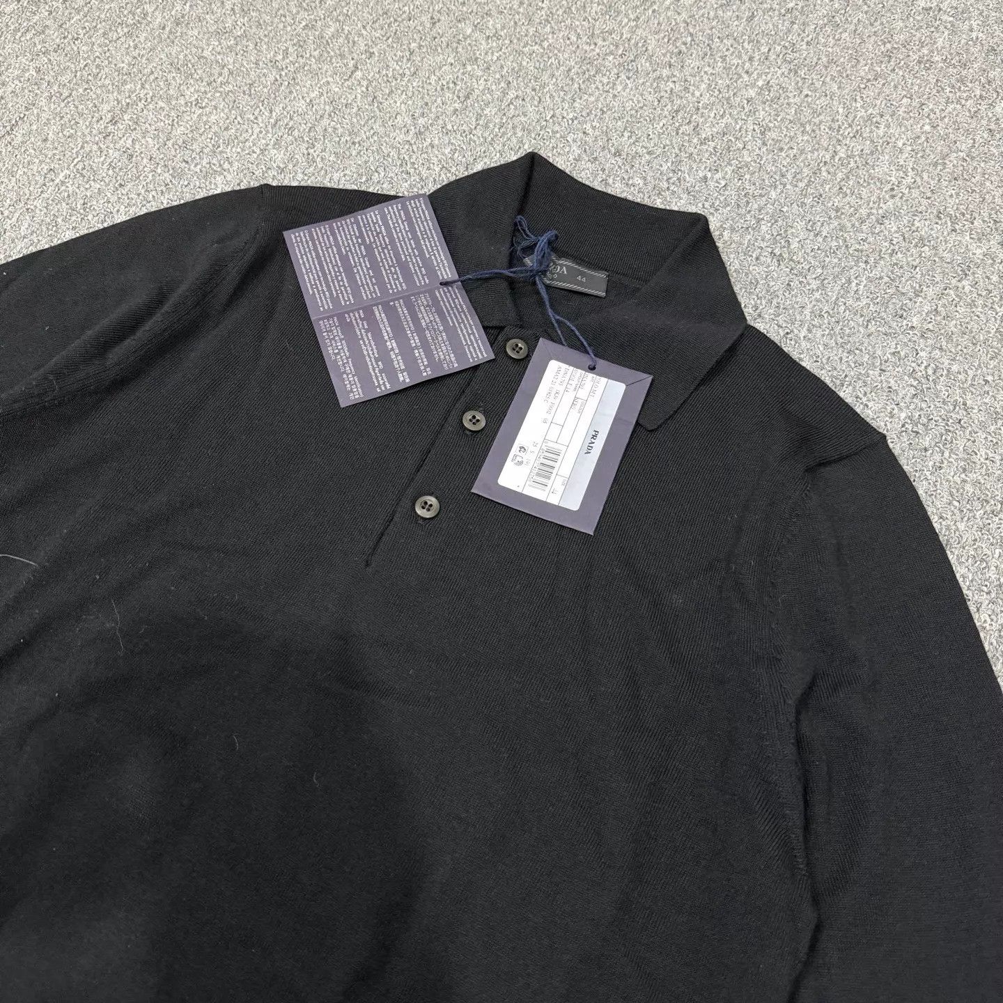 Prada Prada Black Long-Sleeve Knit Polo New with tags 44 Size M / US 6-8 / IT 42-44 - 4 Thumbnail
