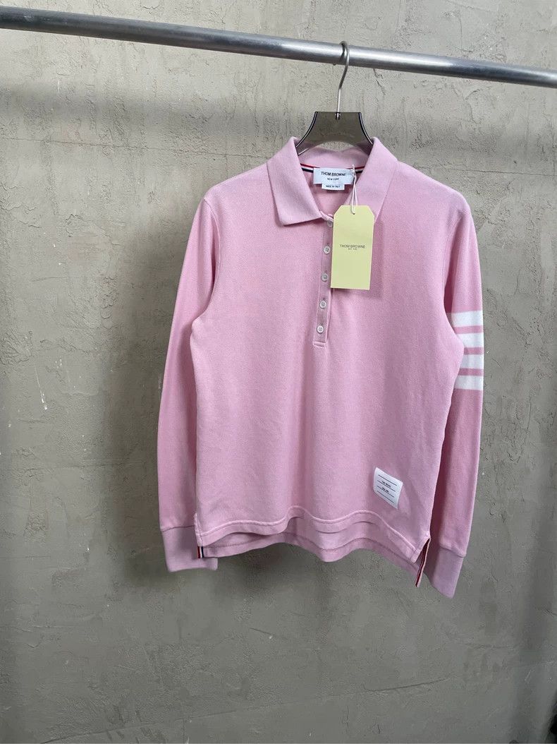 Thom Browne Thom Browne Pink Polo Long Sleeve Shirt- dmc Size US M / EU 48-50 / 2 - 1 Thumbnail