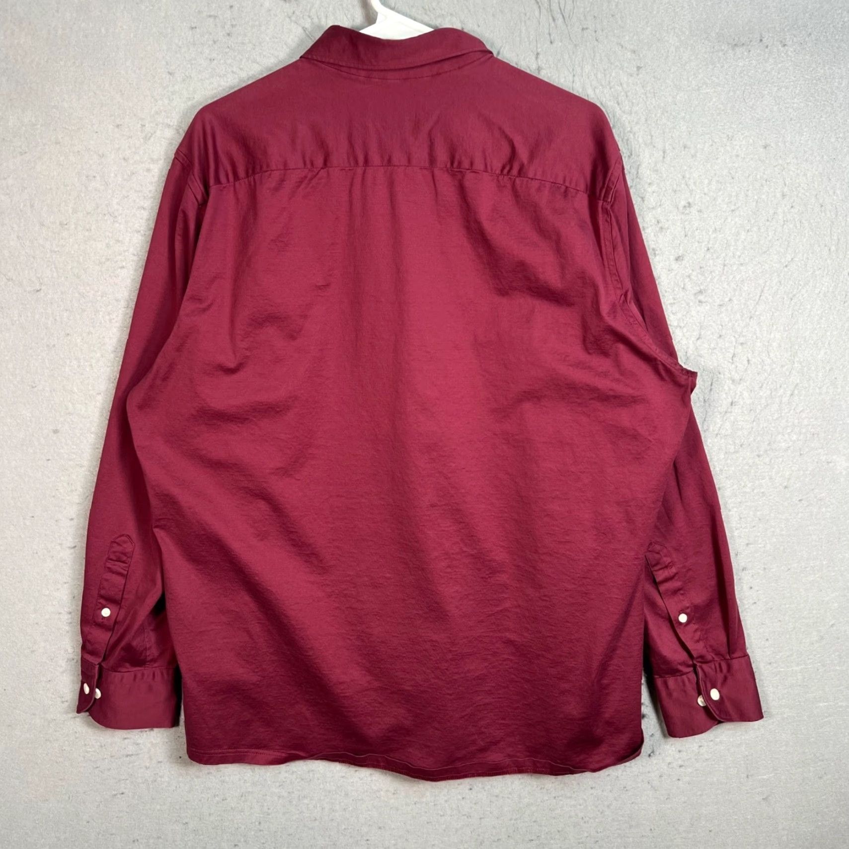 Eton Mens Button-Up Shirt Burgundy Cotton Long Sleeve 2XL Casual Regular Shirt