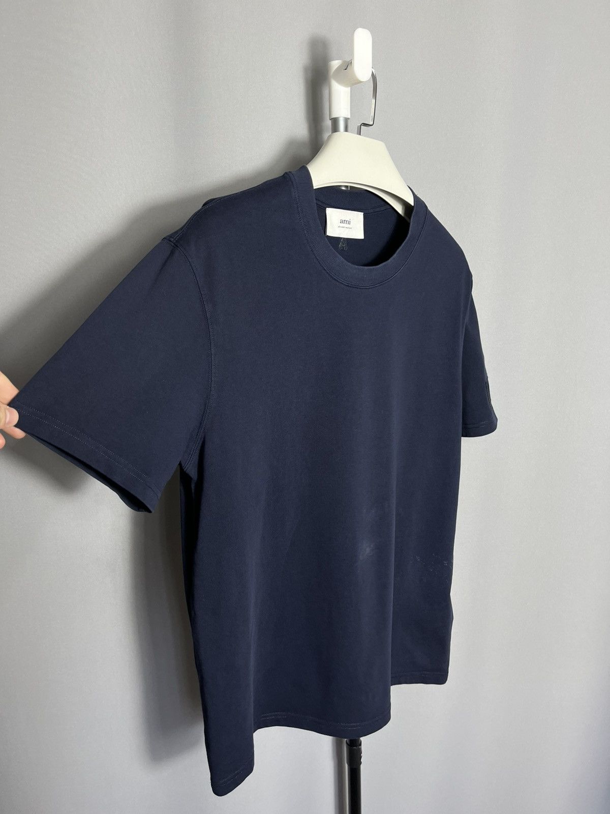 AMI Ami Paris mens navy t-shirt cotton short sleeve Size US L / EU 52-54 / 3 - 2 Thumbnail
