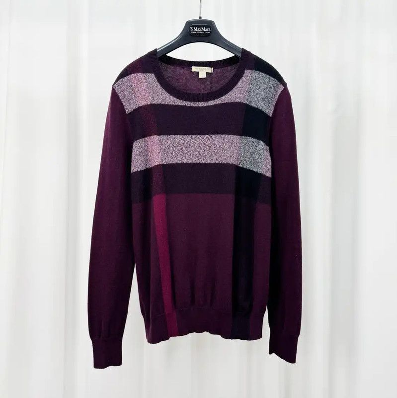 Burberry Men's Wine Red Logo Knit Sweater