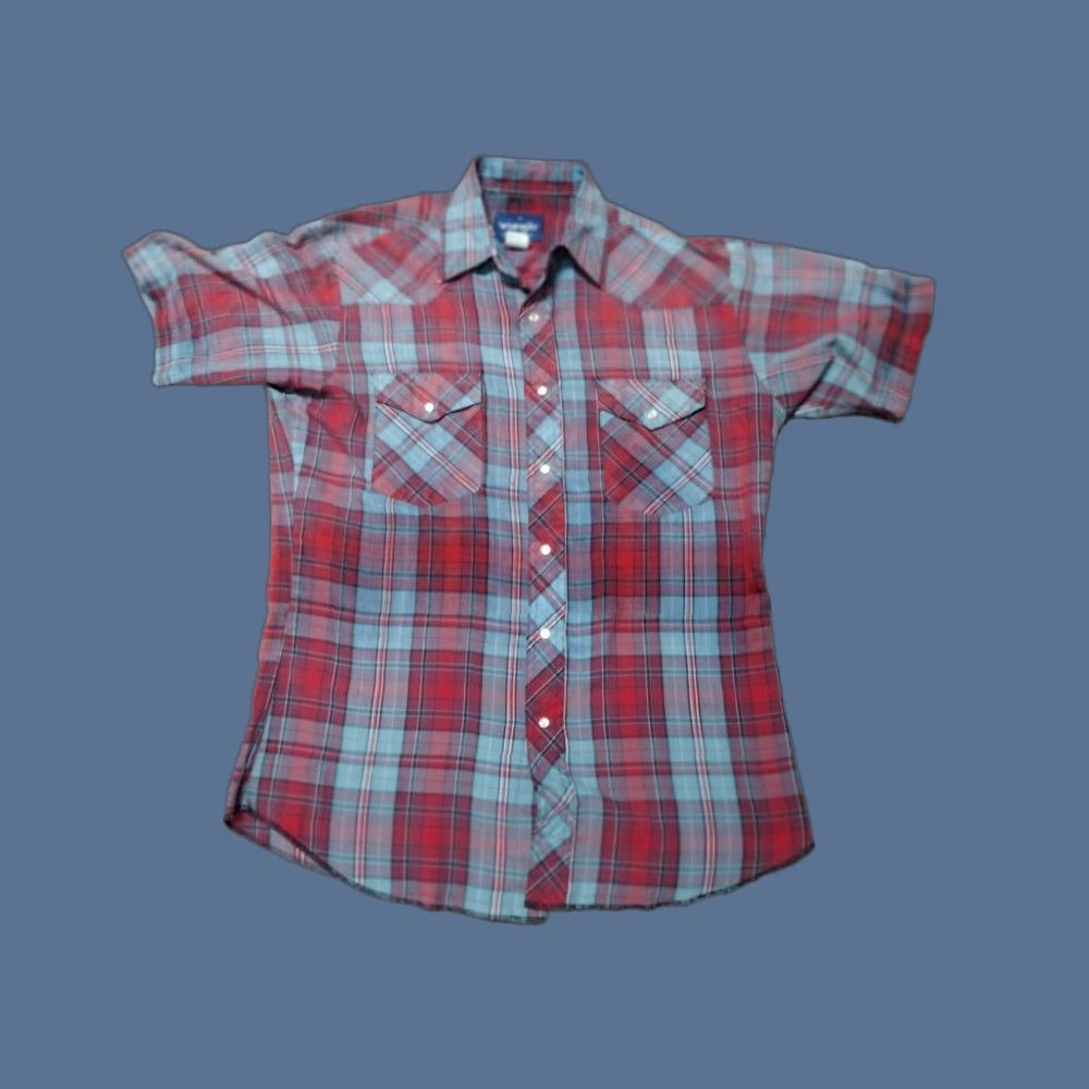 Wrangler VINTAGE Wrangler Western Snap Shirt Plaid Distress M Mens Shirt Size US M / EU 48-50 / 2 - 1 Thumbnail