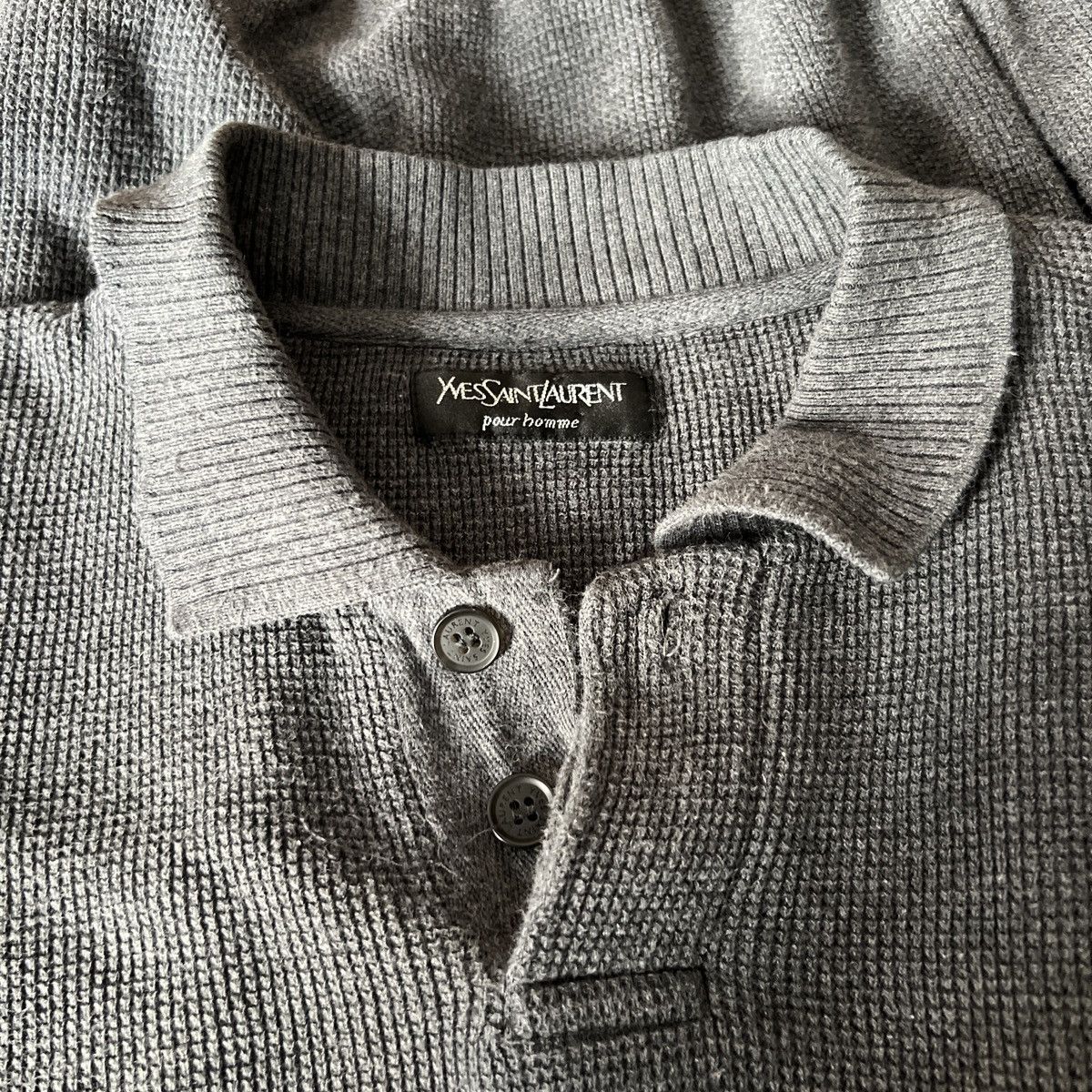 Yves Saint Laurent 🔥🔥 90s Vintage Yves Saint Laurent Dark Grey Cotton Sweater Size US XXL / EU 58 / 5 - 4 Thumbnail
