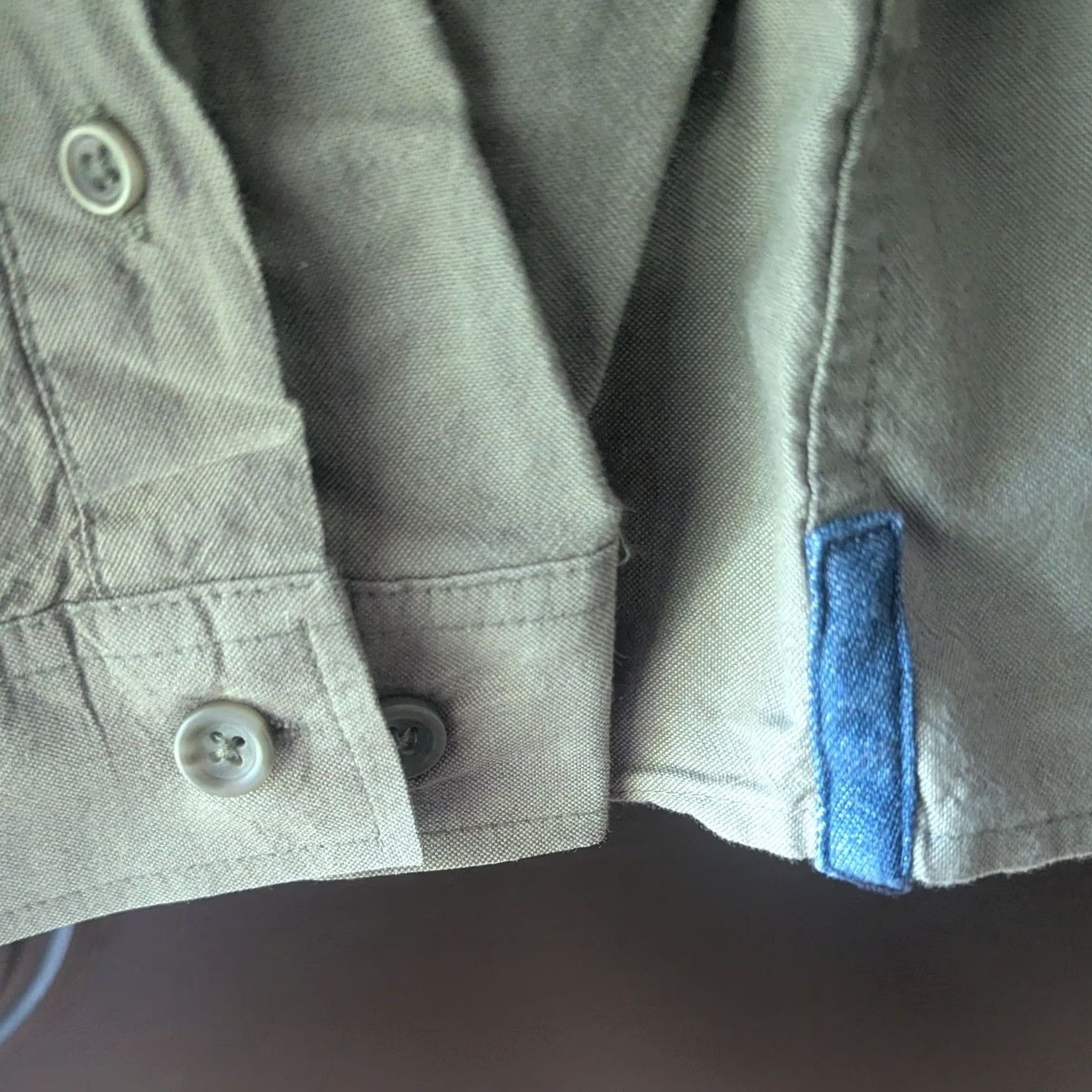Olive Organic Cotton Shirt Olive Green Long Sleeve Button Down Mens Sz XL Sustainable Size US XL / EU 56 / 4 - 4 Thumbnail