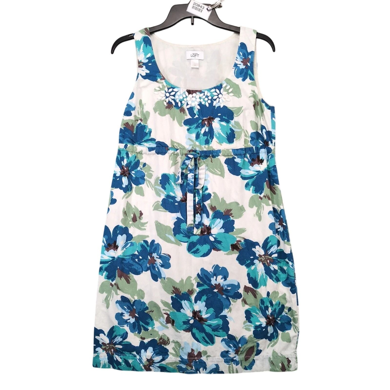 Ann Taylor Ann Taylor Loft Blue Floral Sleeveless Cotton Mini Dress 6 Size M / US 6-8 / IT 42-44 - 1 Thumbnail