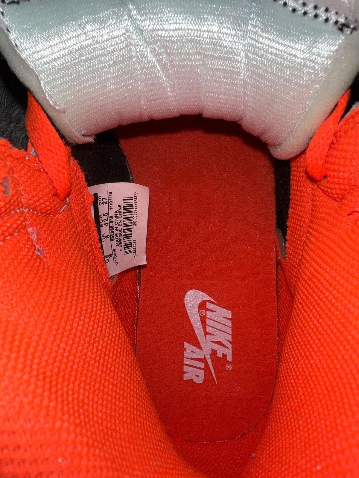 Nike Jorden 1 high Neutral grey hyper crimson Size US 9 / EU 42 - 7 Thumbnail
