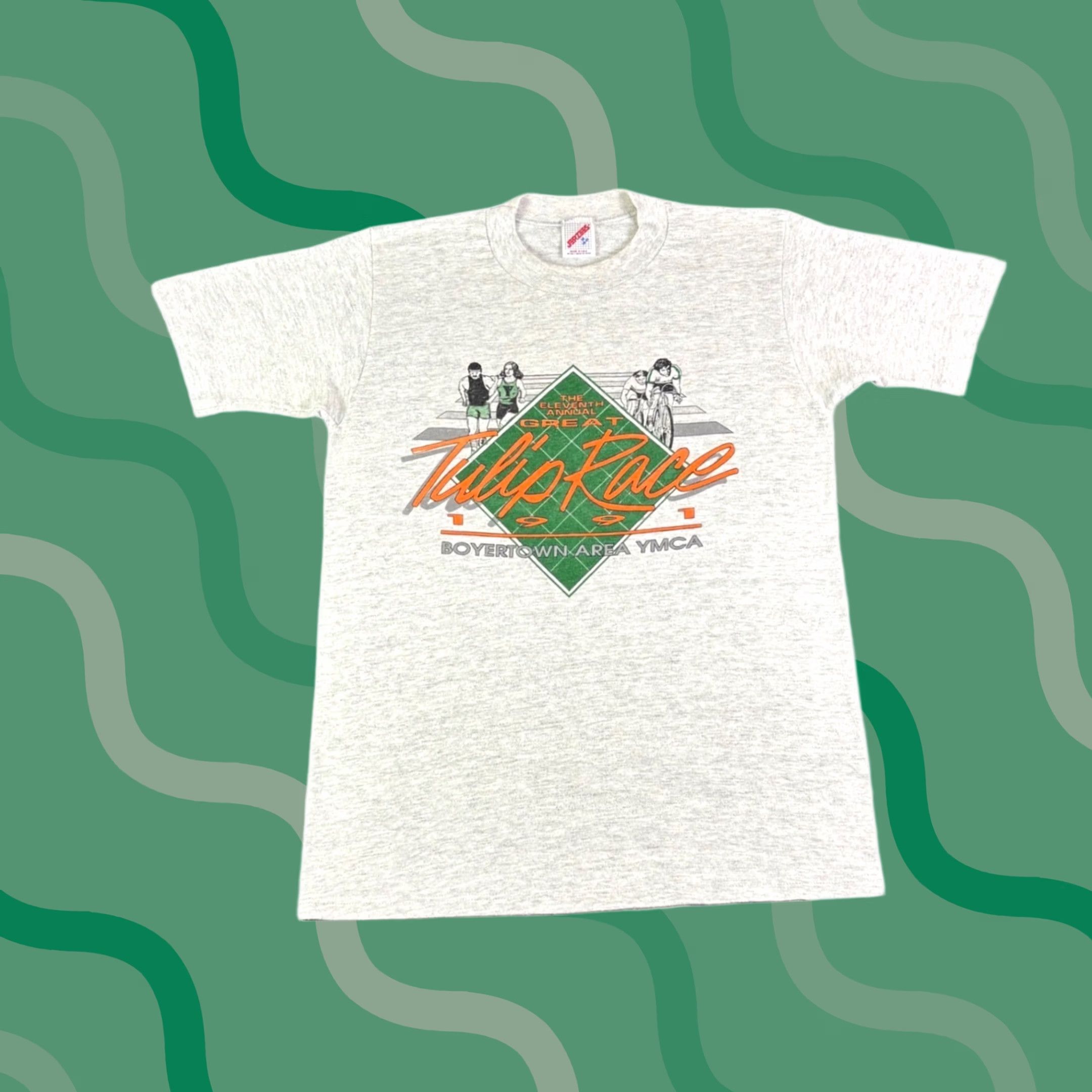 Jerzees VINTAGE 1991 Tulip Race T Shirt Mens Medium Gray Boyertown YMCA Jerzees USA Sportswear Graphic Tee Short Sleeve Size US M / EU 48-50 / 2 - 1 Thumbnail