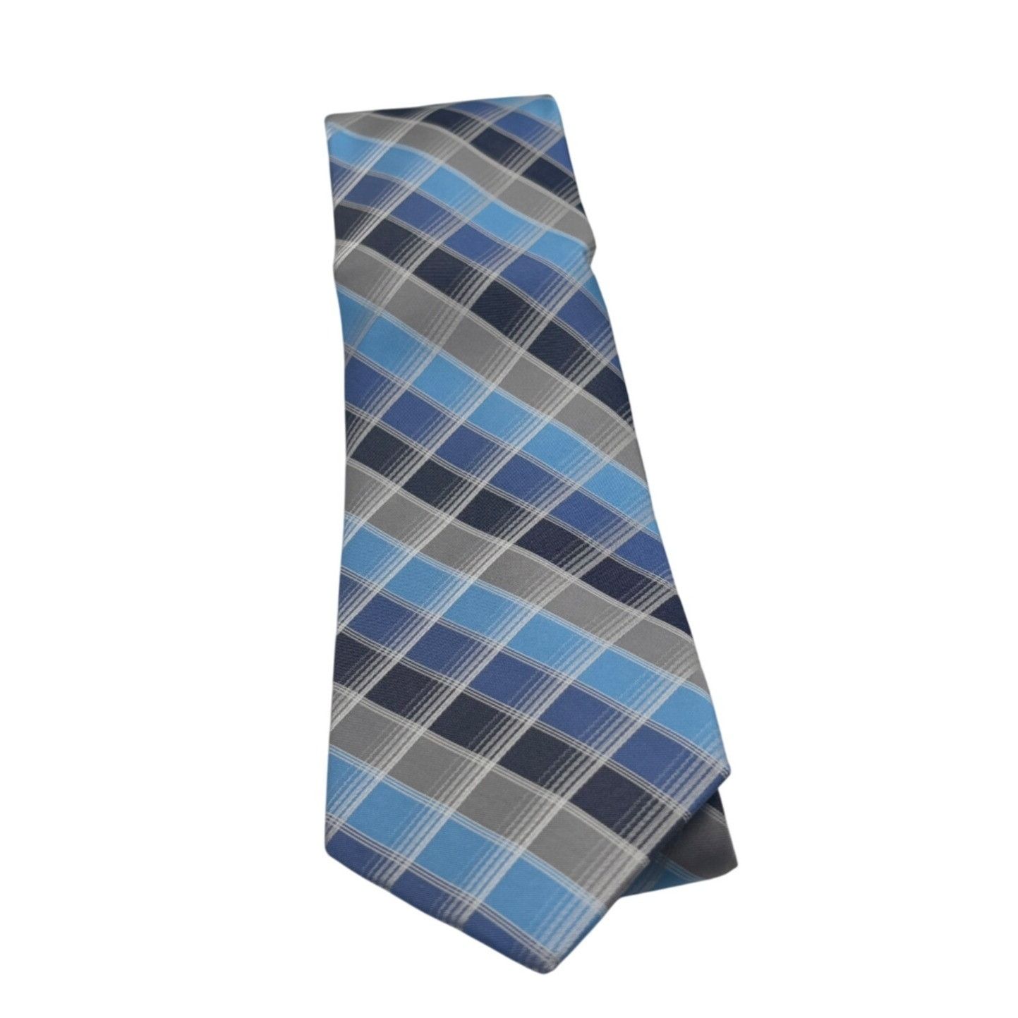 Perry Ellis Perry Ellis Portfolio Plaid Silk Necktie, Blue, OS Size ONE SIZE - 3 Thumbnail