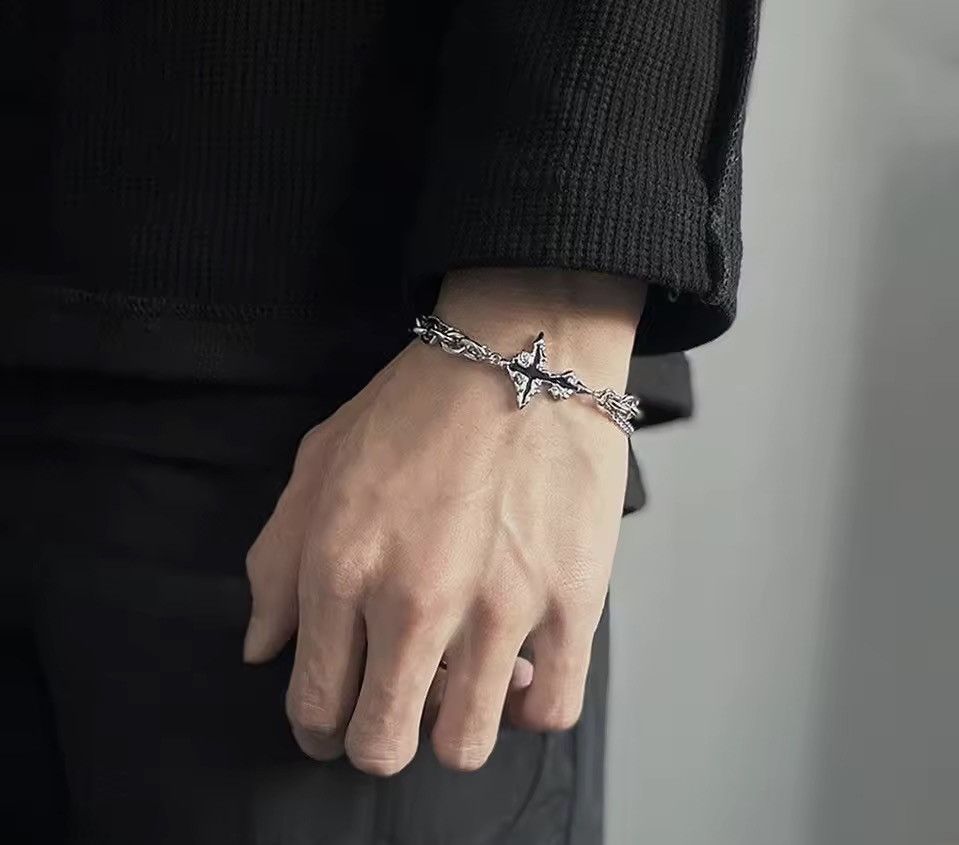 Jewelry Gothic Punk Cross Chain Bracelet Size ONE SIZE - 2 Thumbnail