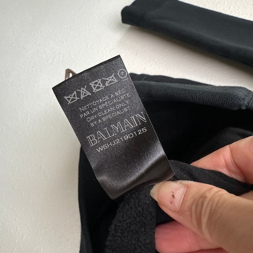 Balmain Balmain Black Moto Hoodie Leather-Shoulder Zip Sweatshirt M Size US M / EU 48-50 / 2 - 11 Thumbnail