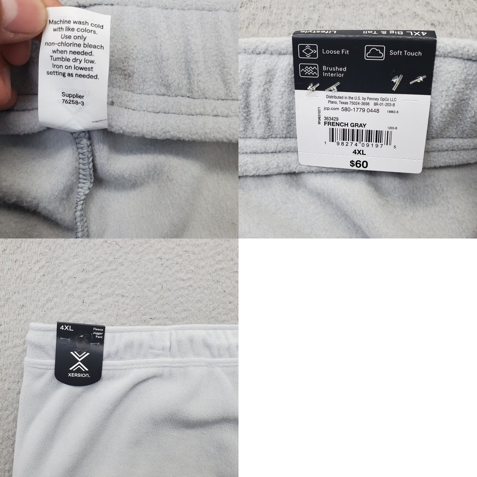 Vintage Xersion Mens Sweatpants 4XL Gray Soft Polar Fleece Loose Fit Drawstring Waist Pants Mens 4XL Gray Sweatpants Size US 39 - 8 Thumbnail