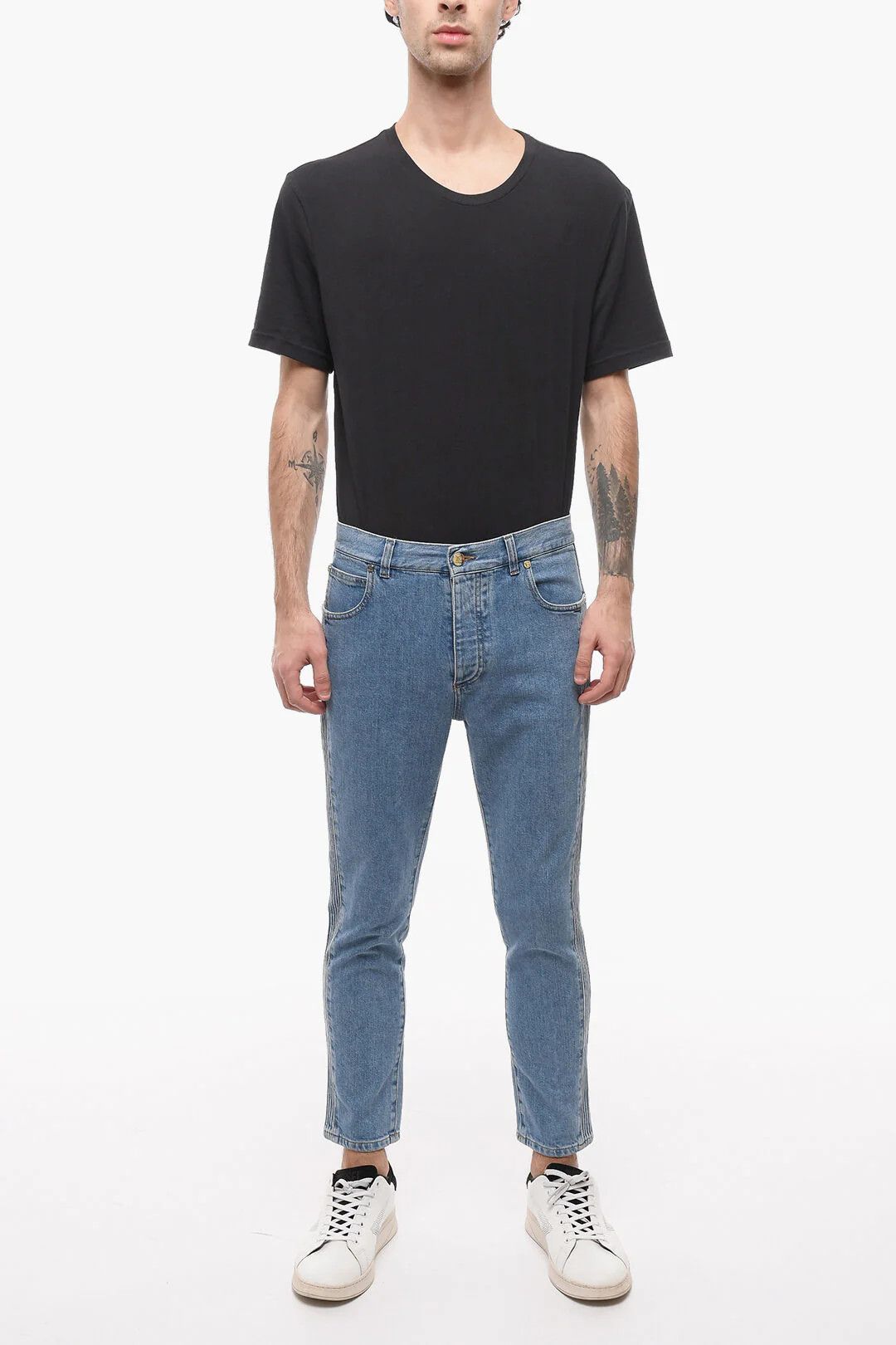 Balmain og1mm0326 Tapered-Fit Jeans in Blue Size US 29 - 5 Thumbnail