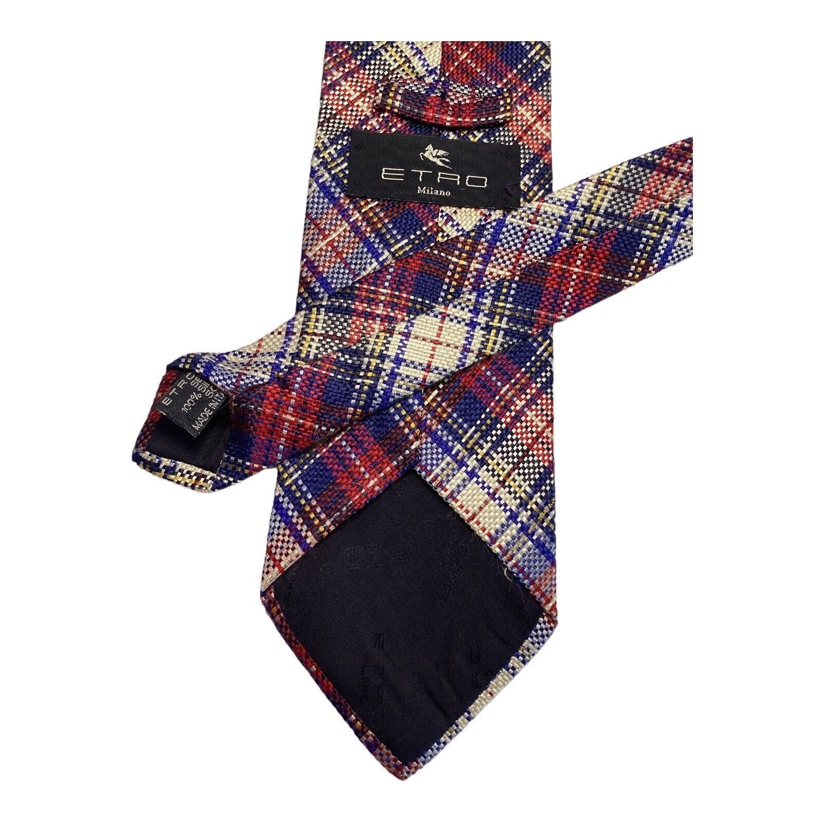 Etro ETRO Milano Blue PLaids & Cheks Luxury Silk Tie Made In Ital Size ONE SIZE - 4 Thumbnail