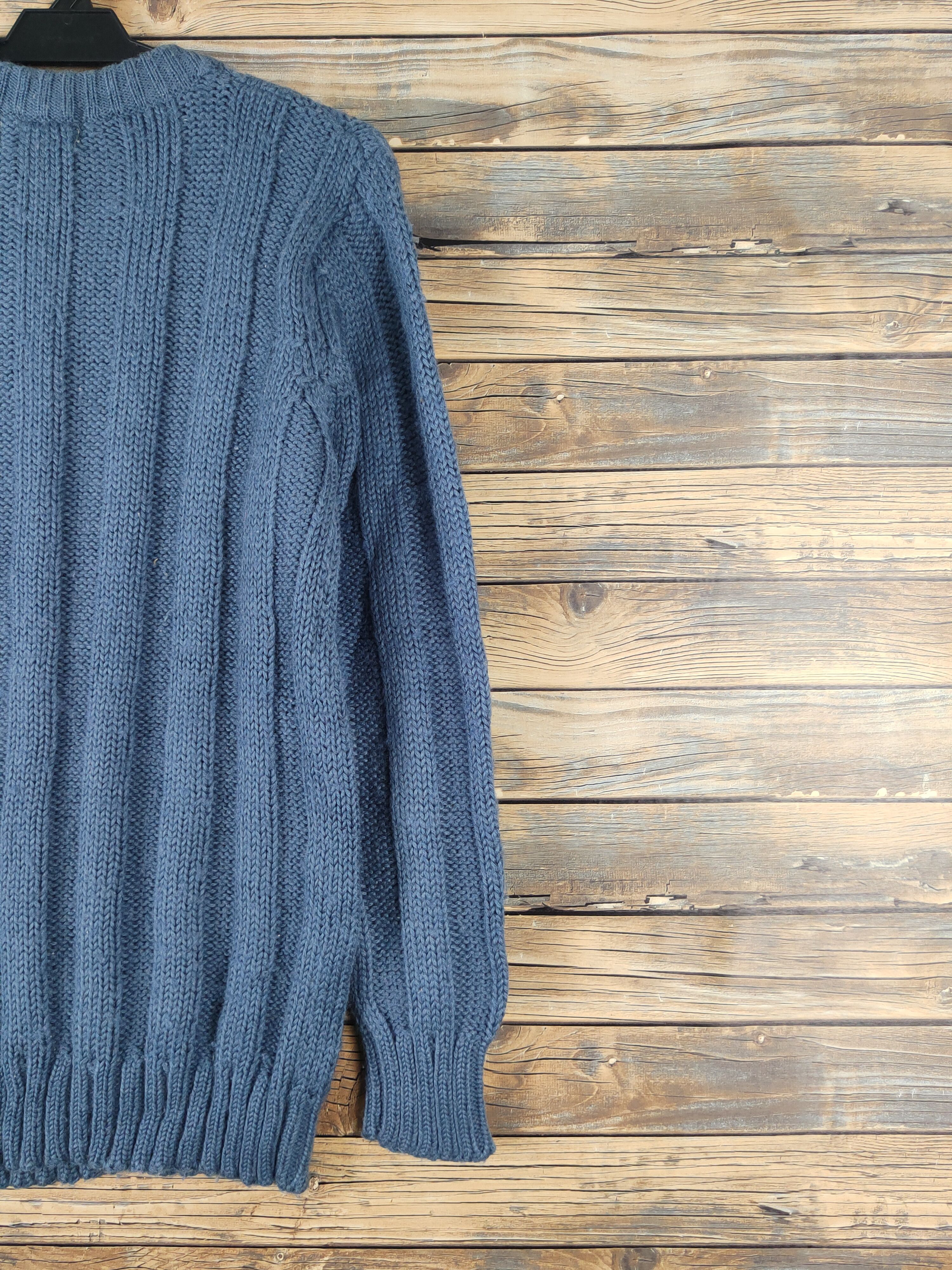 Aran Isles Knitwear Jolpa Dark Blue cable Knitwear Sweatshirts #W1639 Size US L / EU 52-54 / 3 - 9 Thumbnail
