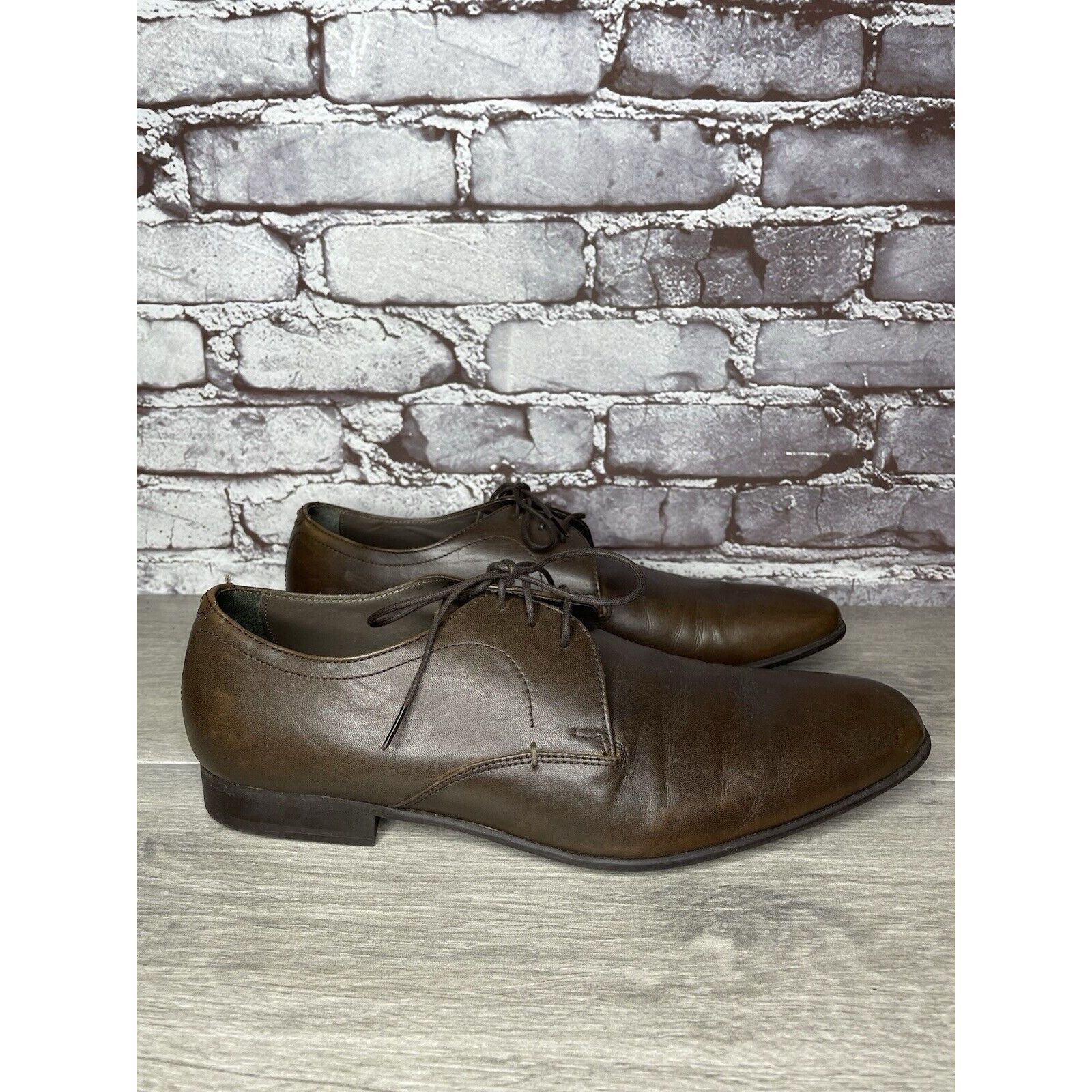 Zara Zara Man Brown Leather Derby Dress Oxfords Lace Up Shoes Men Size US 10 / EU 43 - 20 Thumbnail