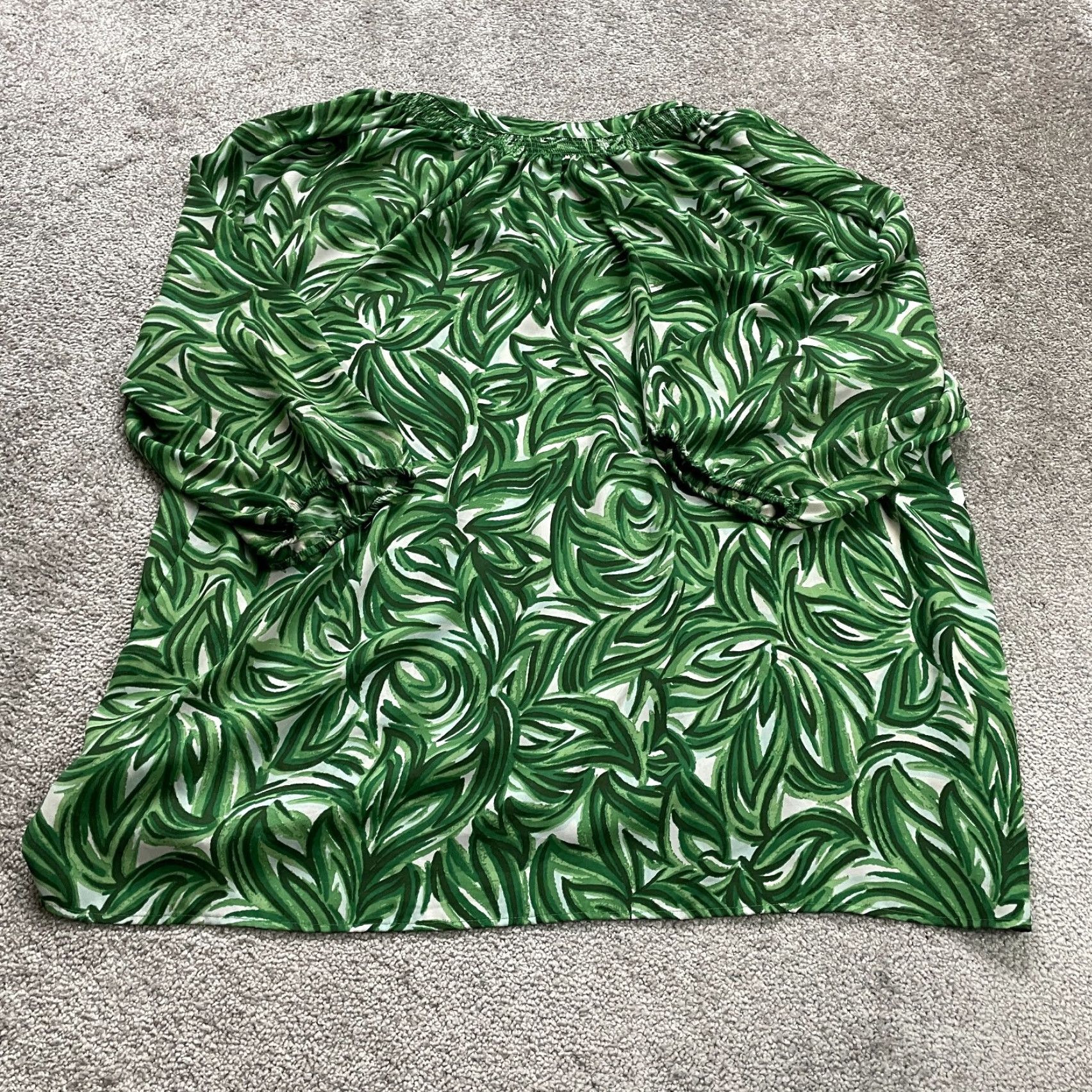 Vintage VINTAGE New Directions Tunic Blouse Womens 2XL Green Long Sleeve Tropical Casual Top Size XXL / US 16-18 / IT 52-54 - 2 Thumbnail