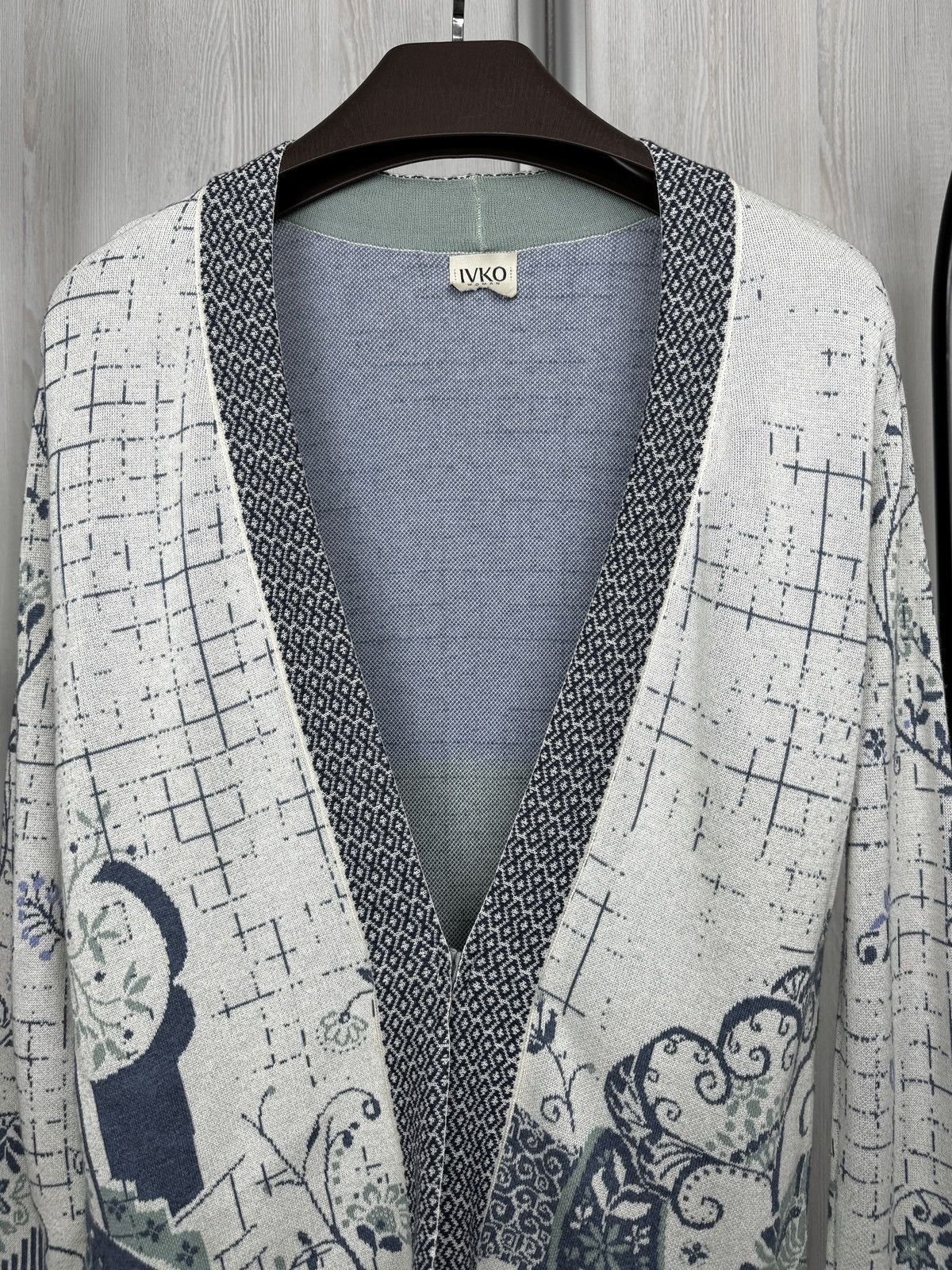 Other Ivko grey/blue floral abstract pattern cardigan Size XL / US 12-14 / IT 48-50 - 3 Thumbnail