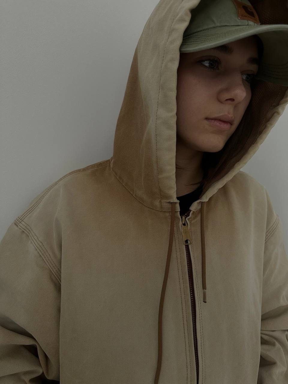 Carhartt × Carhartt Wip × Vintage Vintage Carhartt Active Detroit Denim Beige Faded Jacket Size L / US 10 / IT 46 - 18 Thumbnail