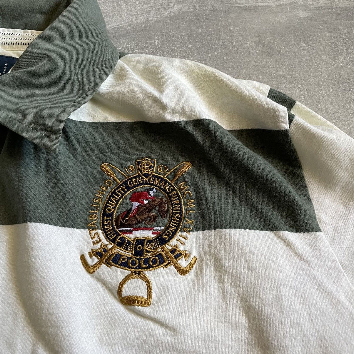Polo Ralph Lauren Rrl Vintage Y2K Polo Ralph Lauren Striped shirt Rugby Polo Size US XL / EU 56 / 4 - 4 Thumbnail