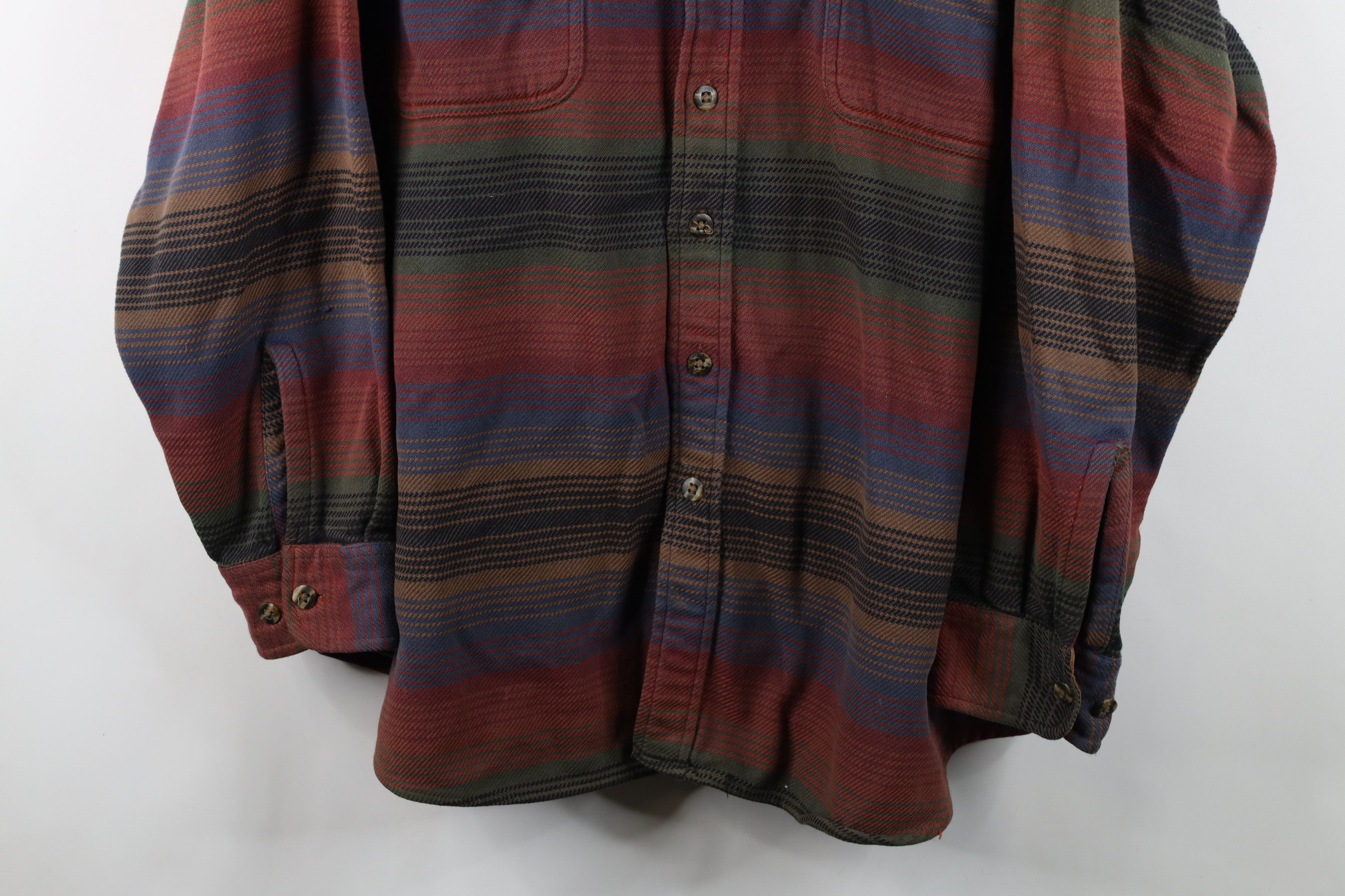 Vintage Vintage 90s Streetwear Heavy Button Shirt Rainbow Striped Size US XXL / EU 58 / 5 - 3 Thumbnail