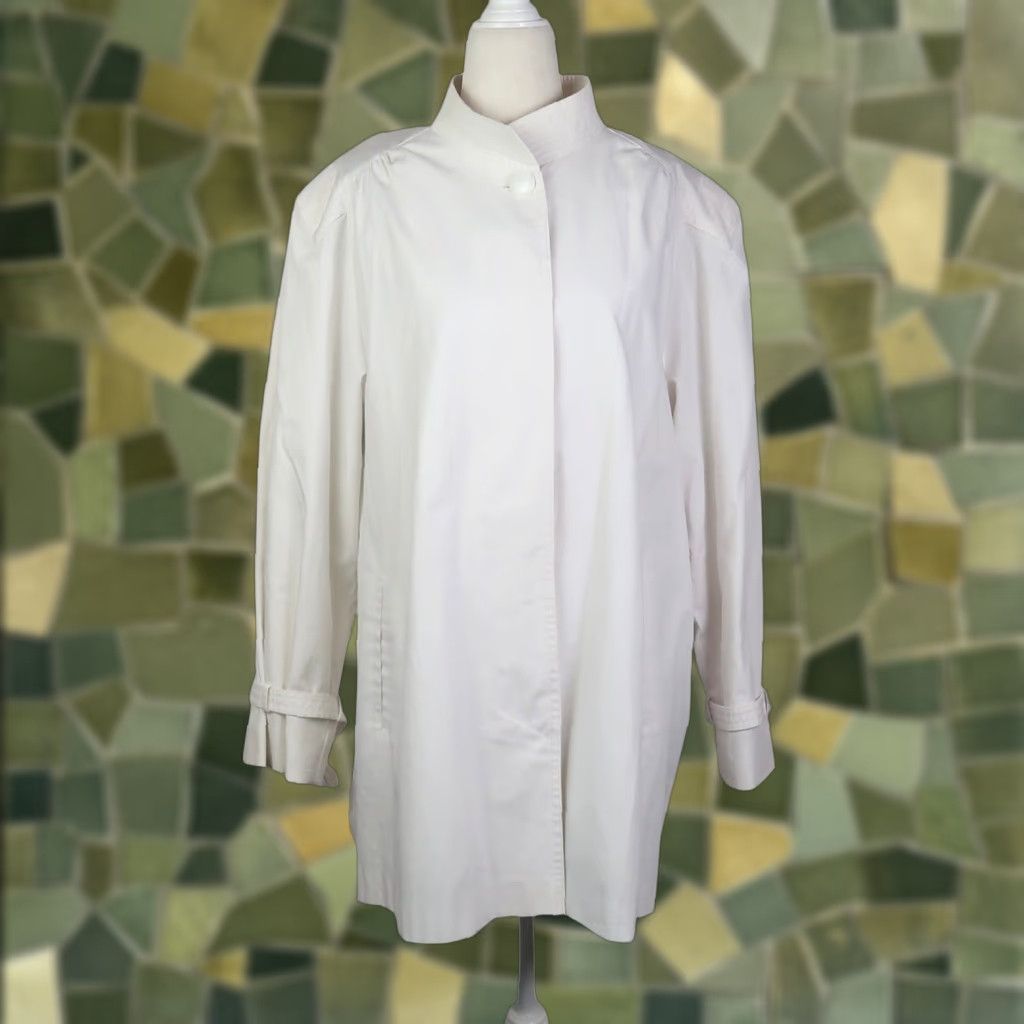 Vintage VINTAGE Fleet Street White Button Front Jacket 16 Plus Women Cotton Basic Jacket Mid-Length Long Sleeve 90s Spring Casual Solid 80s 90s Mens Girls Size XXL / US 16-18 / IT 52-54 - 1 Thumbnail