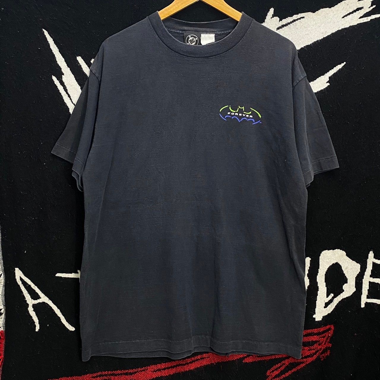 image of Batman Forever Vintage 1995 Movie Promo Shirt L in Black, Men's (Size Large)