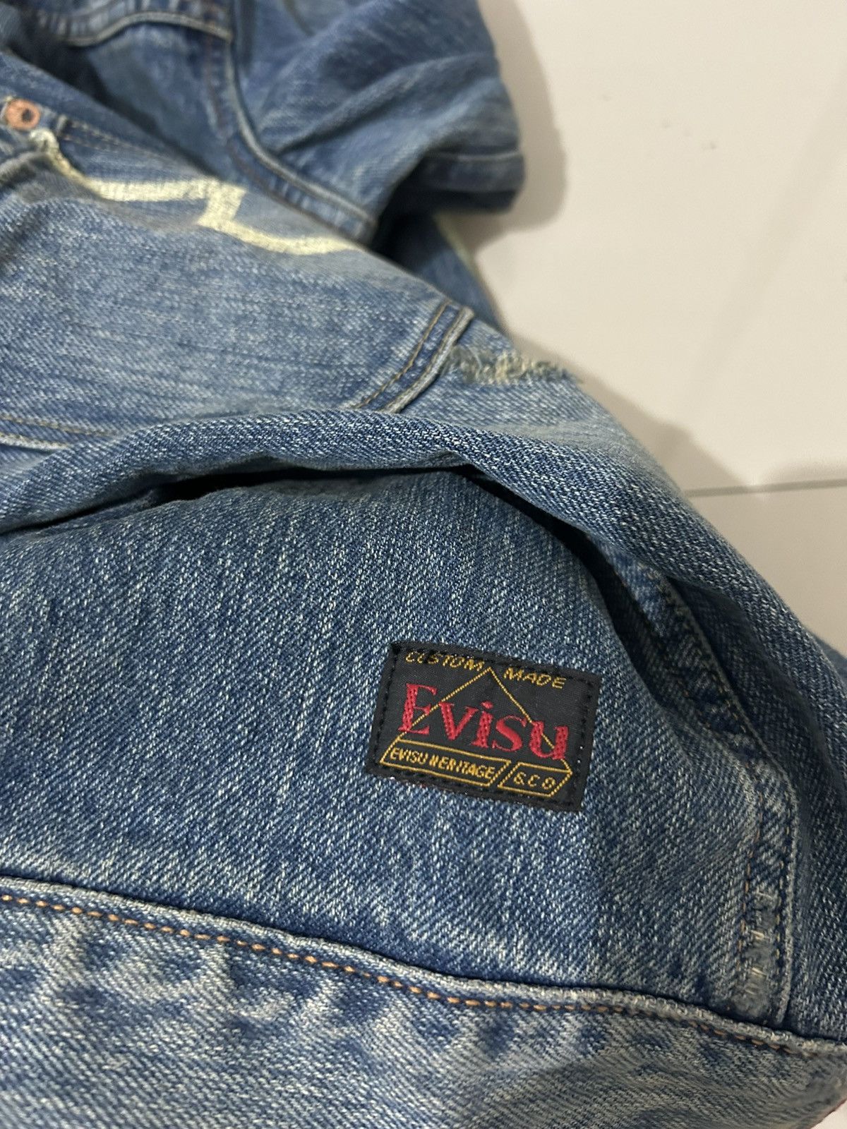 Evisu Type 2-esque Denim Jacket w/ Painted Elbows